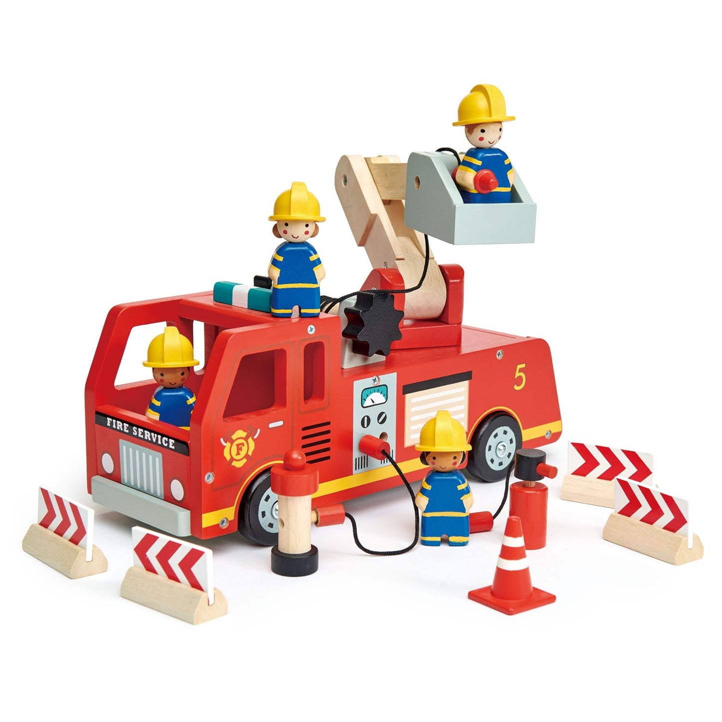 Wooden Fire Engine Toy with Firefighters | Tender Leaf Toys | Mucky Wolf
