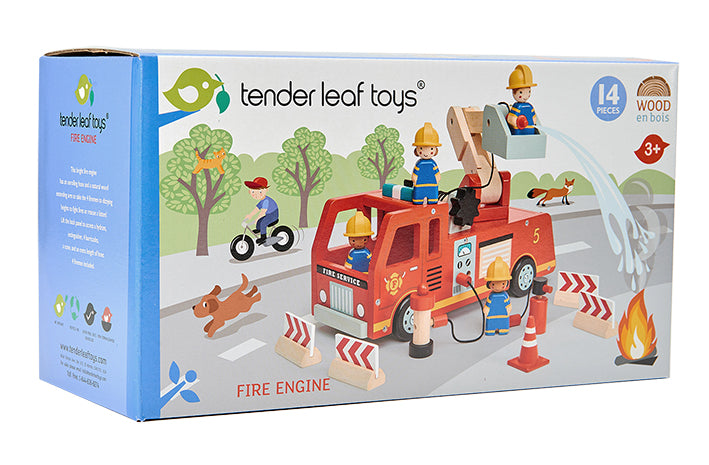 Wooden Fire Engine Toy with Firefighters | Tender Leaf Toys | Mucky Wolf