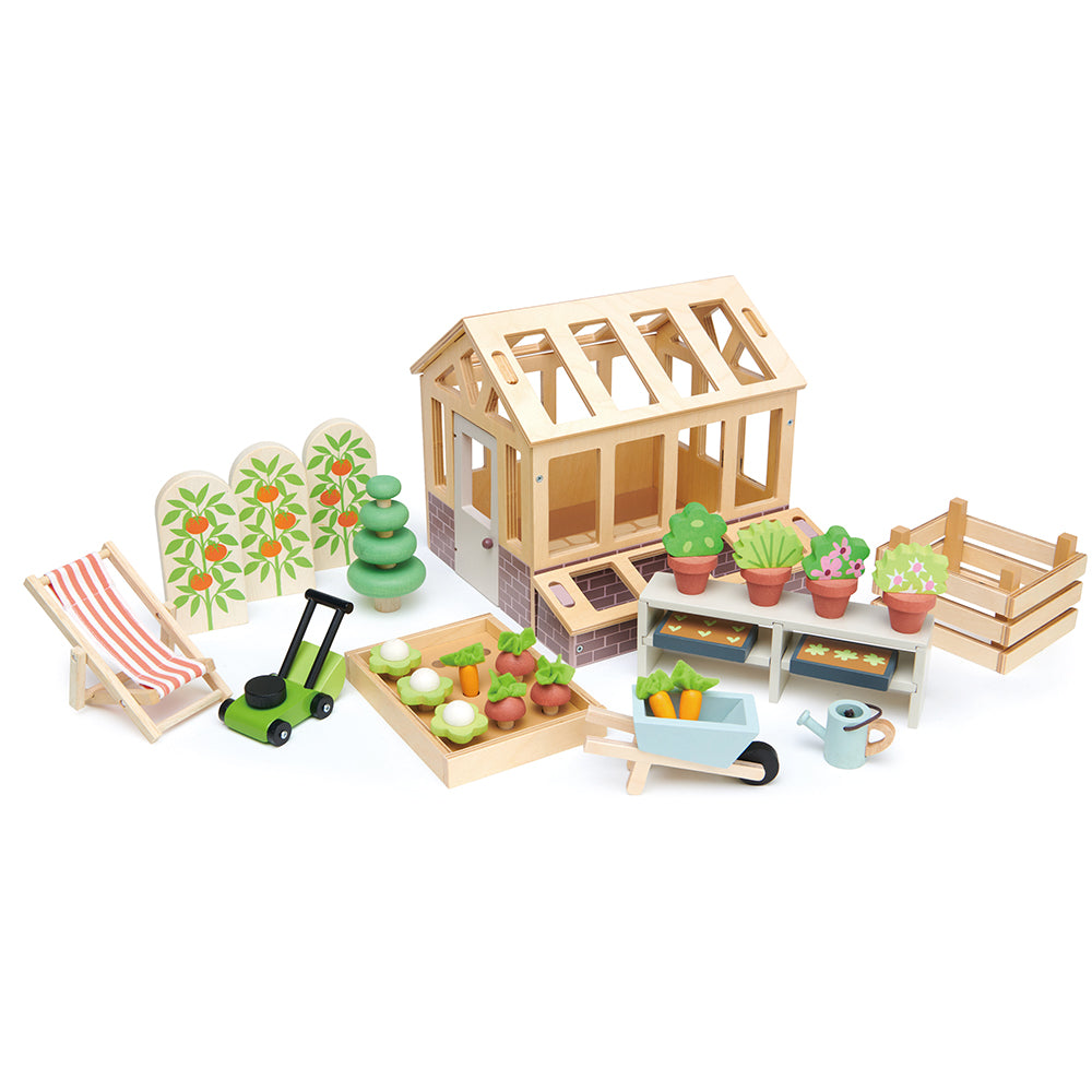 Wooden Greenhouse and Garden Set | Tender Leaf Toys | Mucky Wolf