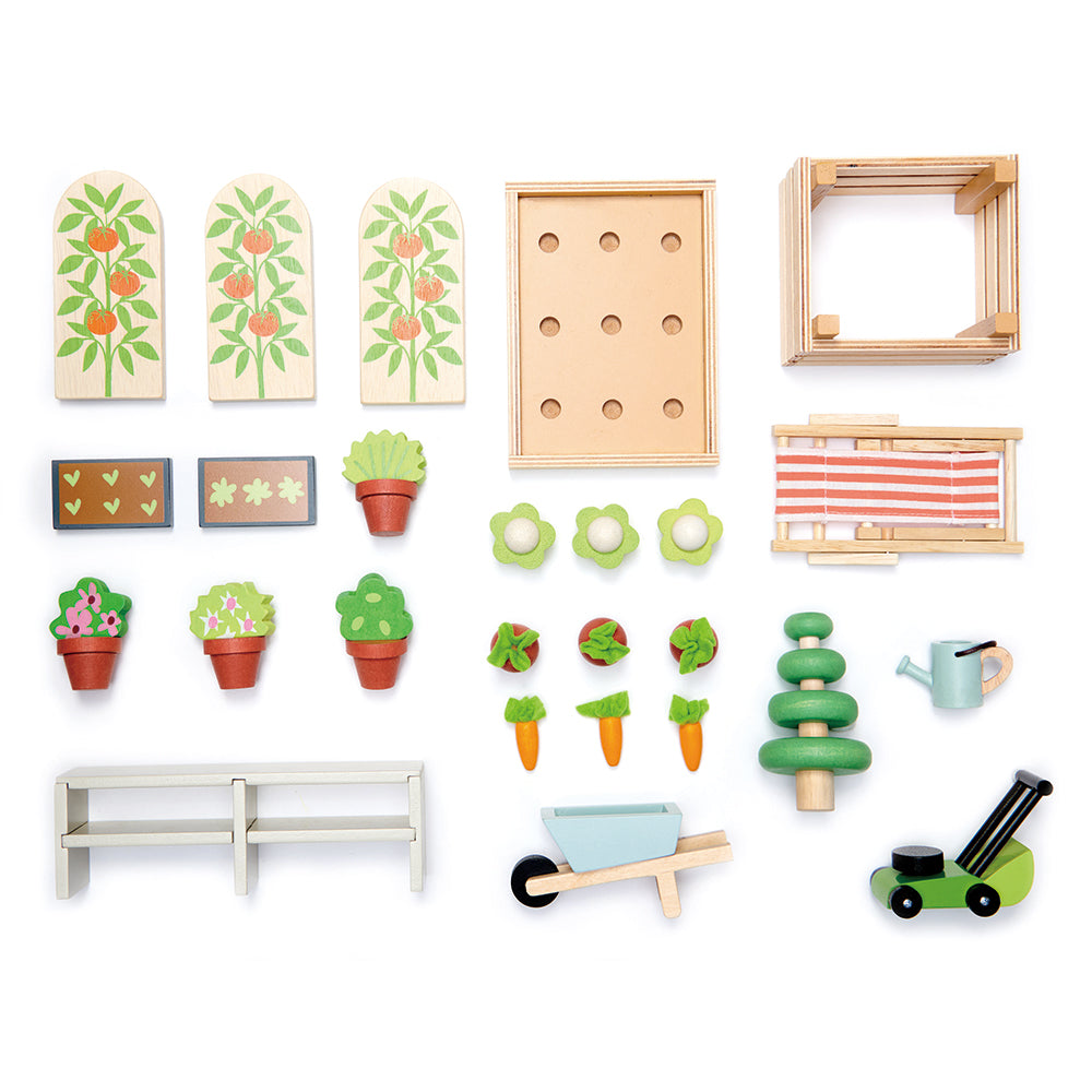 Wooden Greenhouse and Garden Set | Tender Leaf Toys | Mucky Wolf