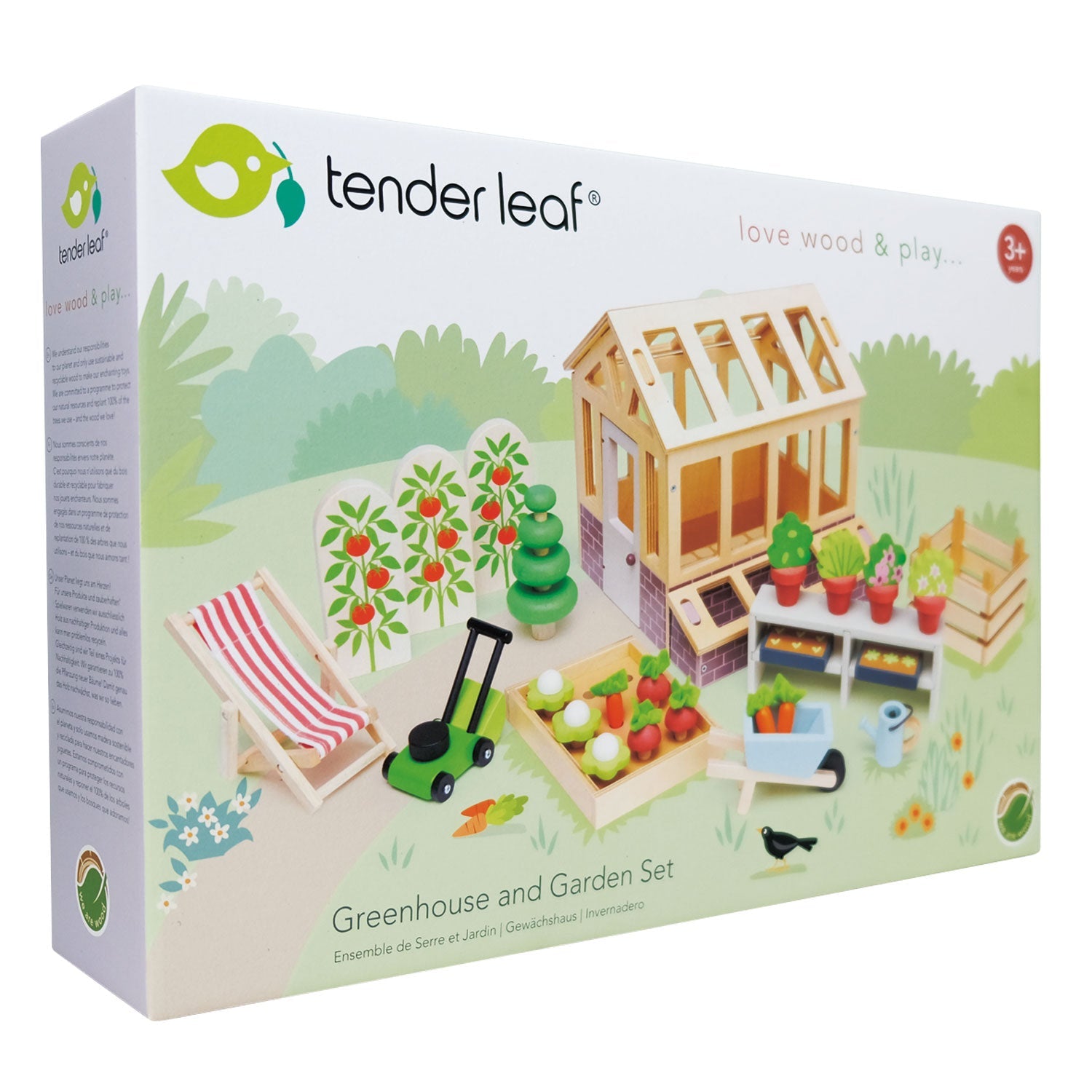 Wooden Greenhouse and Garden Set | Tender Leaf Toys | Mucky Wolf