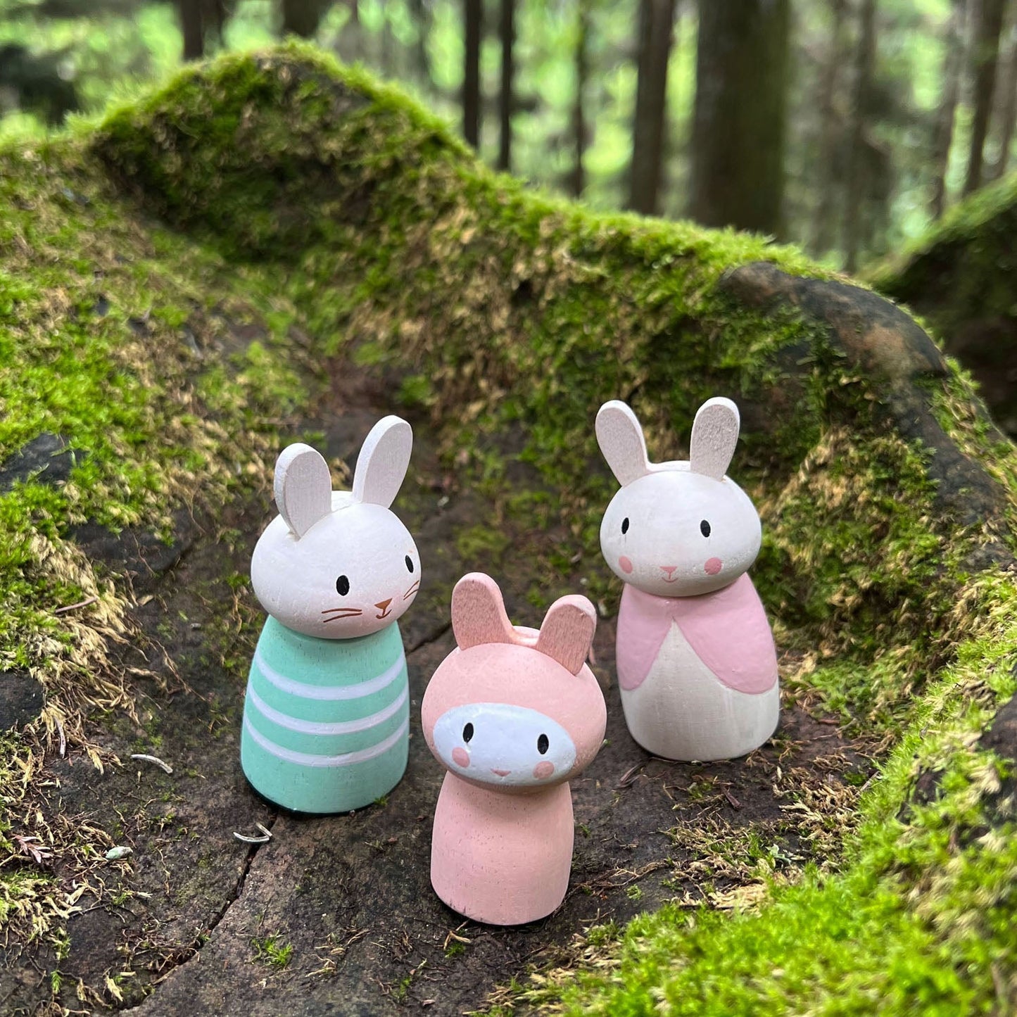 Wooden Bunny Family Set | Tender Leaf Merrywood Tales Small World Play