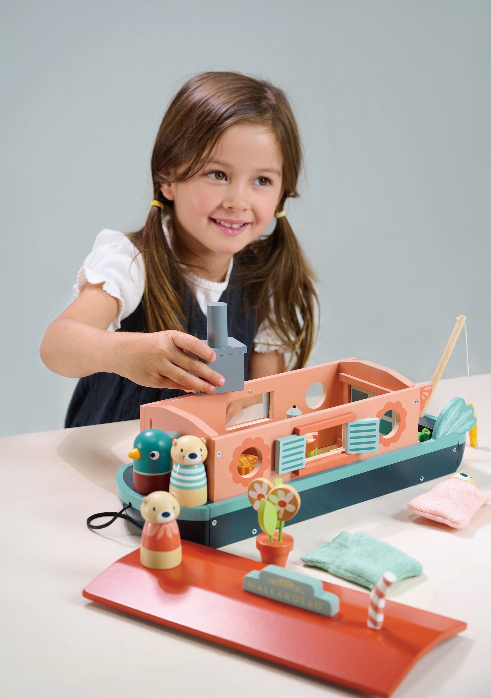 Tender Leaf Little Otter Canal Boat | Wooden Boat Toy for Kids | Ages 3+ UK