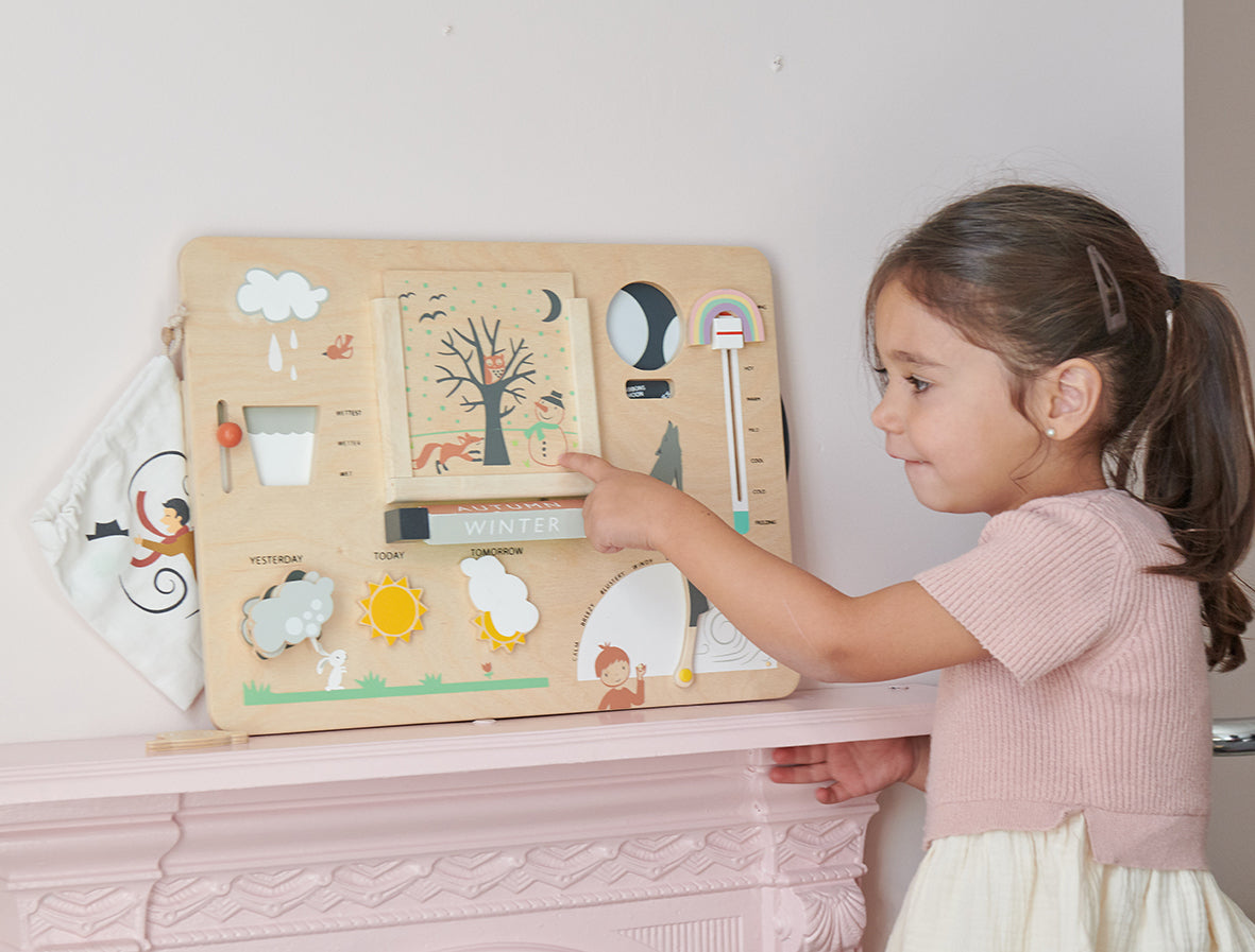 Weather Watch Busy Board - Wooden Weather Station by Tender Leaf Toys | Mucky Wolf