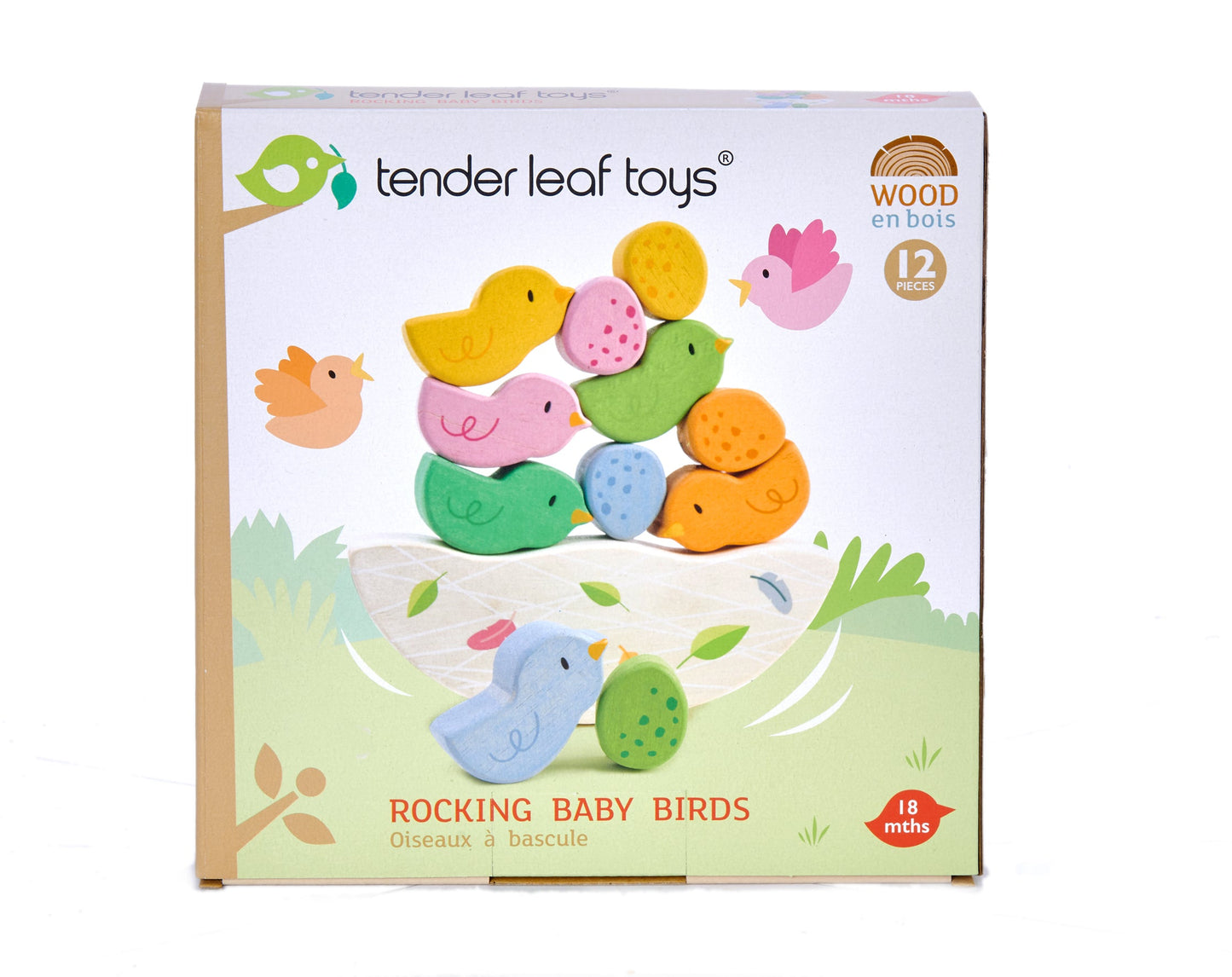 Wooden Rocking Birds Stacking Toy - Ages 18 Months +