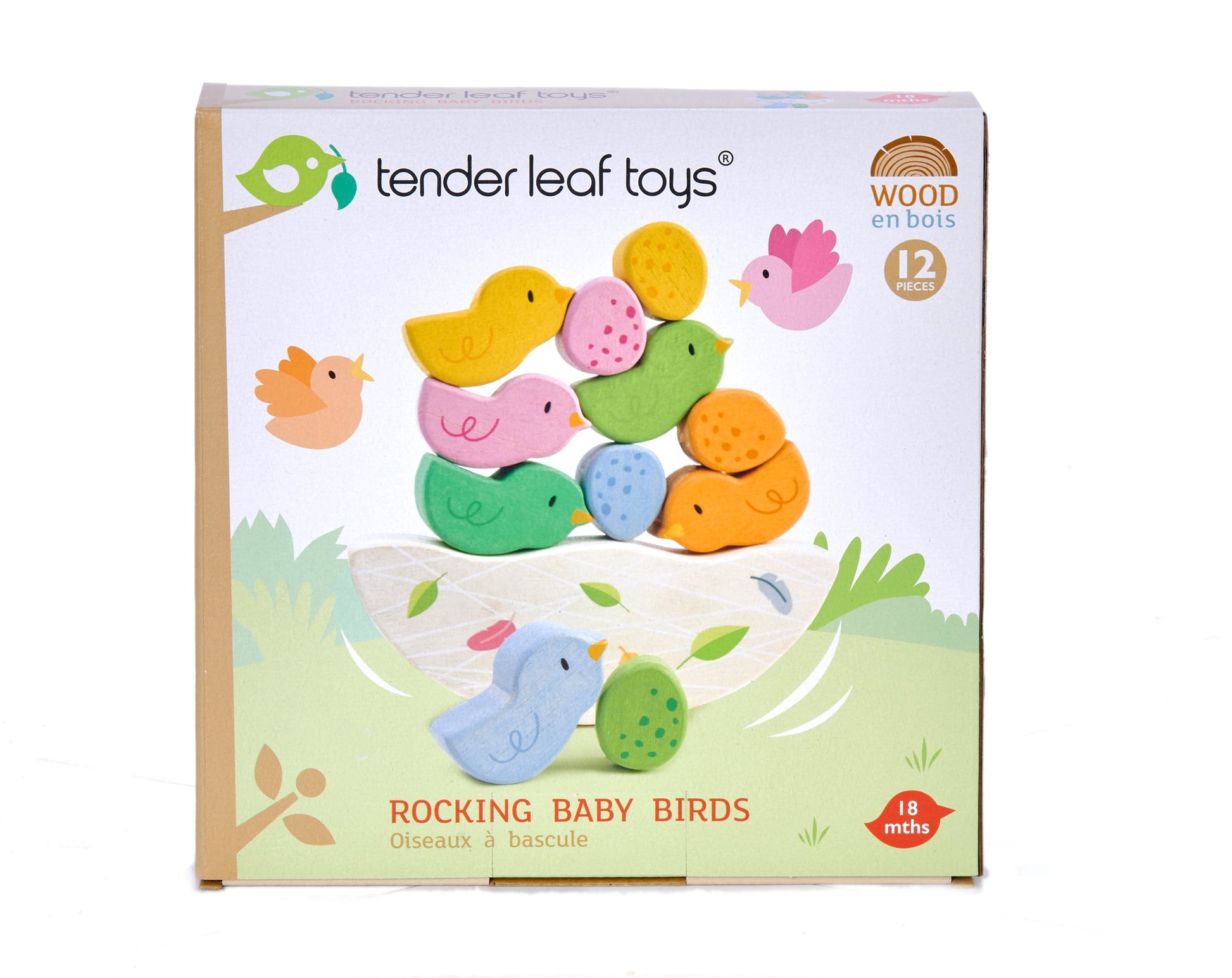 Wooden Rocking Birds Stacking Toy - Ages 18 Months +