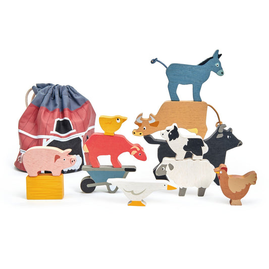 Wooden Farmyard Stacking Toy – 13 Pieces | Tender Leaf Toys