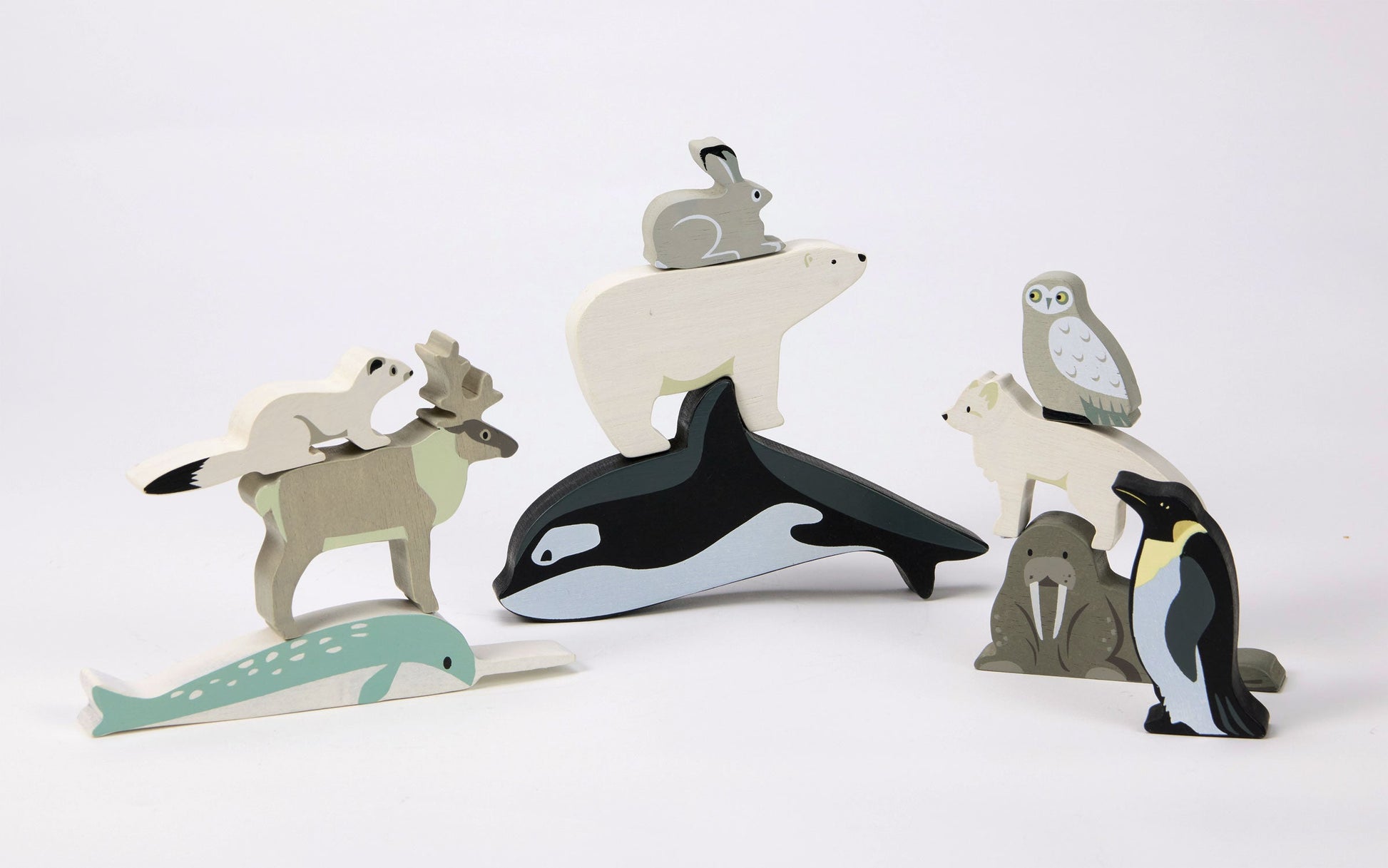 Wooden Polar Toy Animals With Display Shelf Unit - Tender Leaf Toys