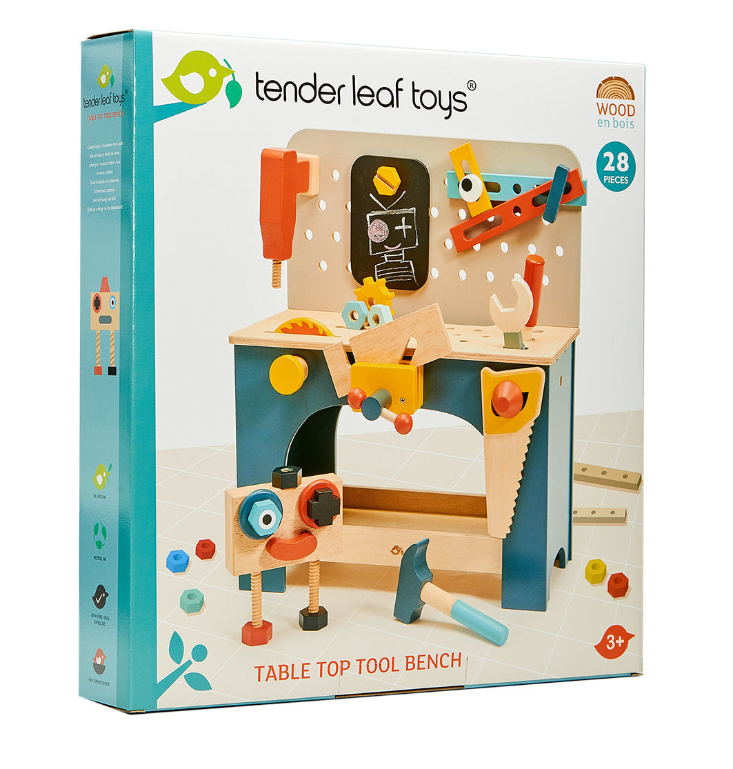 Wooden Table Top Tool Bench | Tender Leaf Toys Workshop Set Ages 3+
