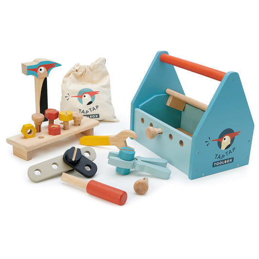 Tender Leaf Toys Tip Tap Toolbox – Wooden Tool Set for Kids | Mucky Wolf