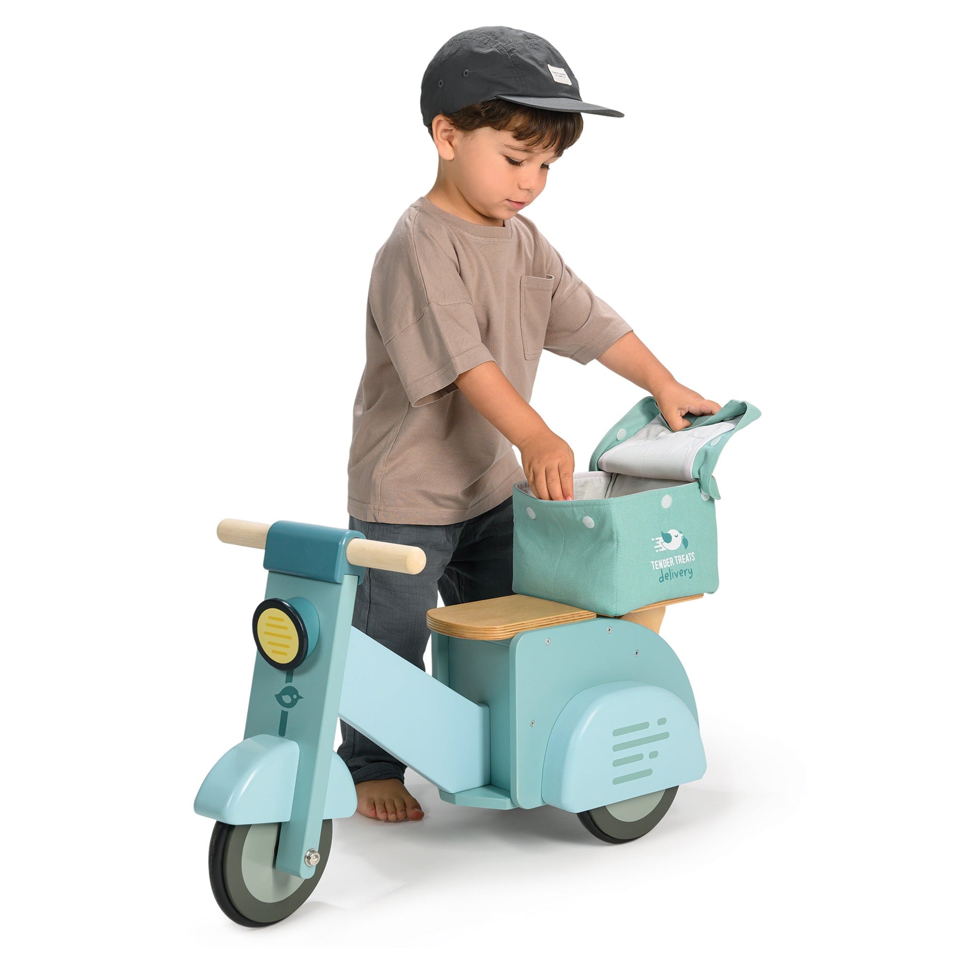Tender Leaf Toys Wooden Delivery Scooter | Blue Ride-On Toy for Toddlers