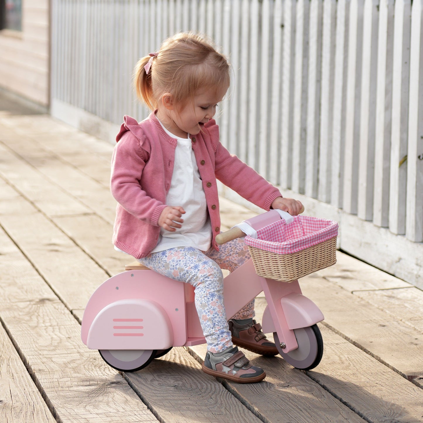 Tender Leaf Toys Pink Scooter With Basket