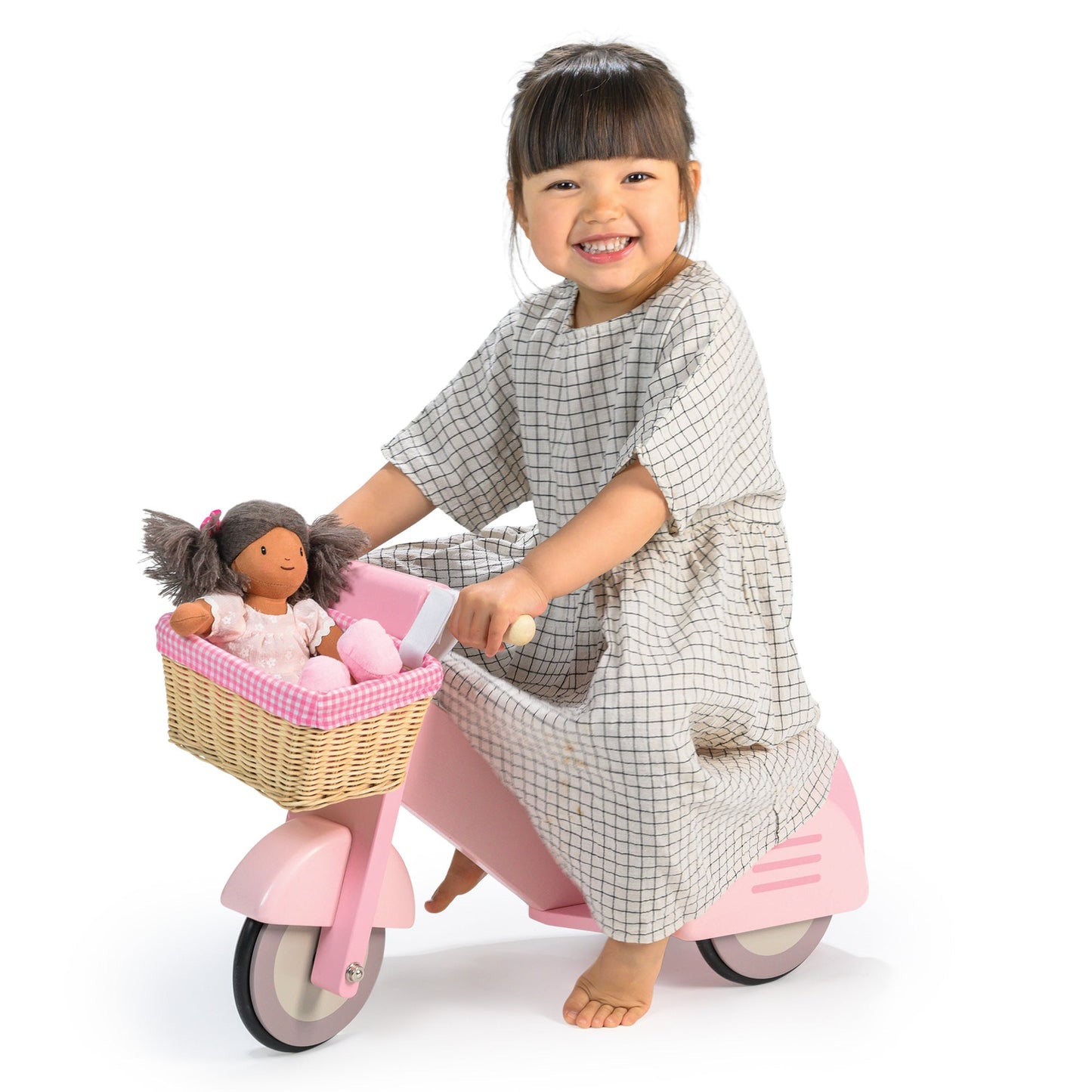 Tender Leaf Toys Pink Scooter With Basket
