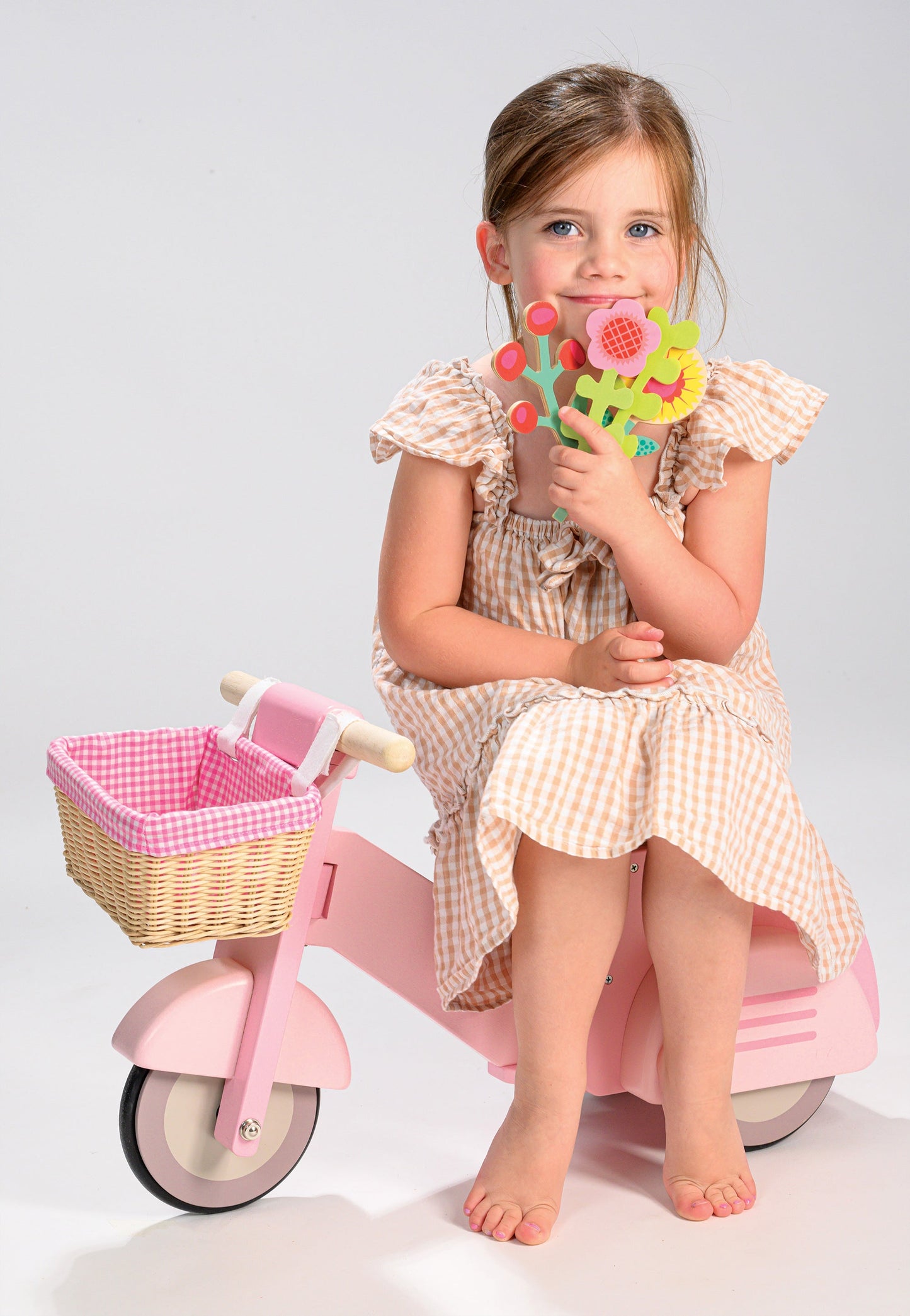 Tender Leaf Toys Pink Scooter With Basket