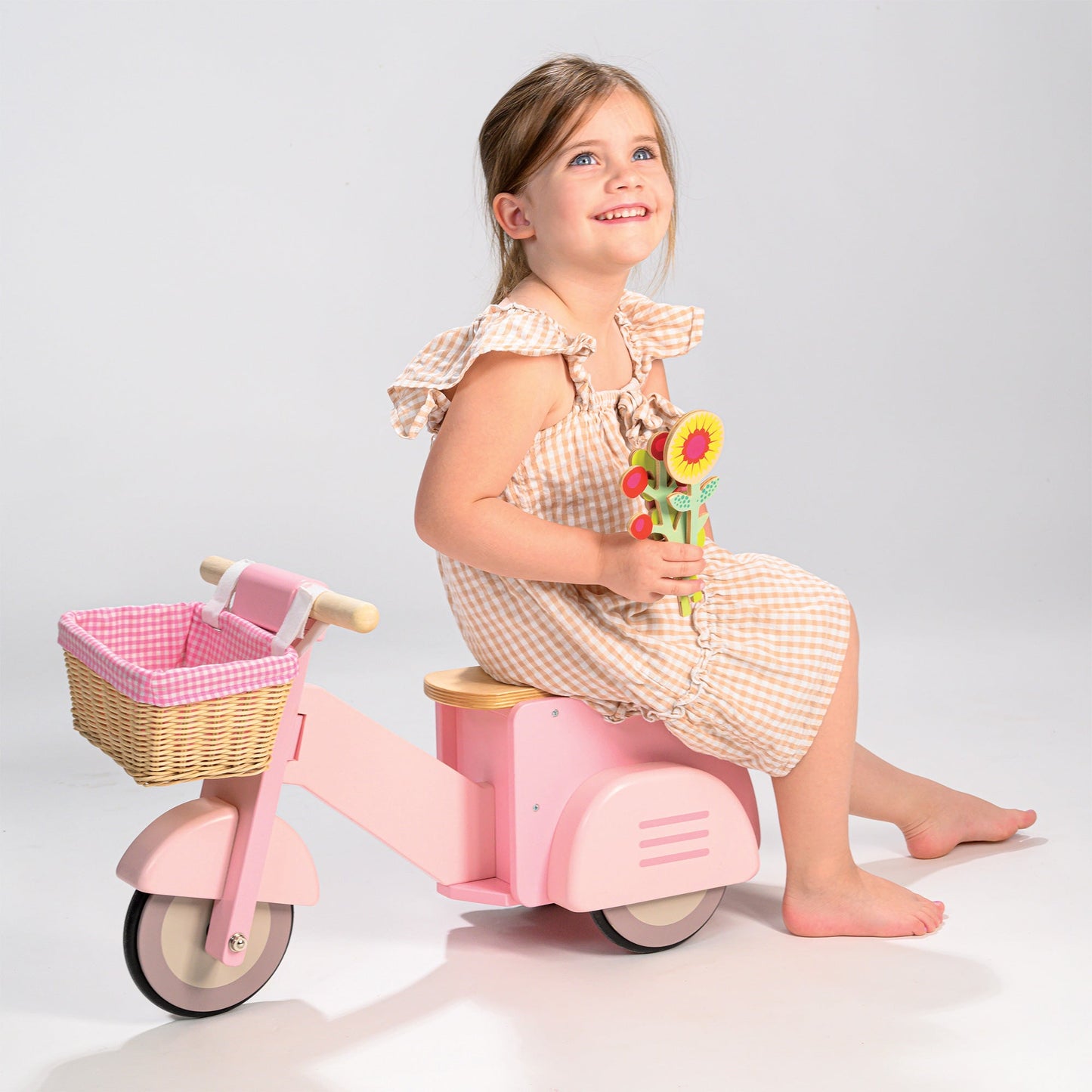 Tender Leaf Toys Pink Scooter With Basket