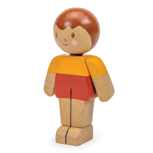 Mix & Match Wooden Dolls House Doll - Boy in Orange