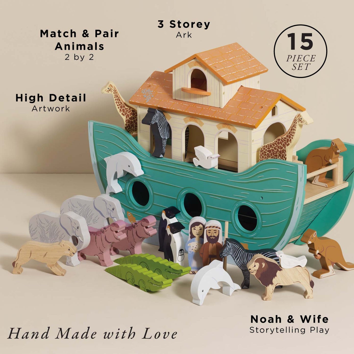 Noah's Ark Wooden Toy with Animals | Large Playset | Le Toy Van | Mucky Wolf