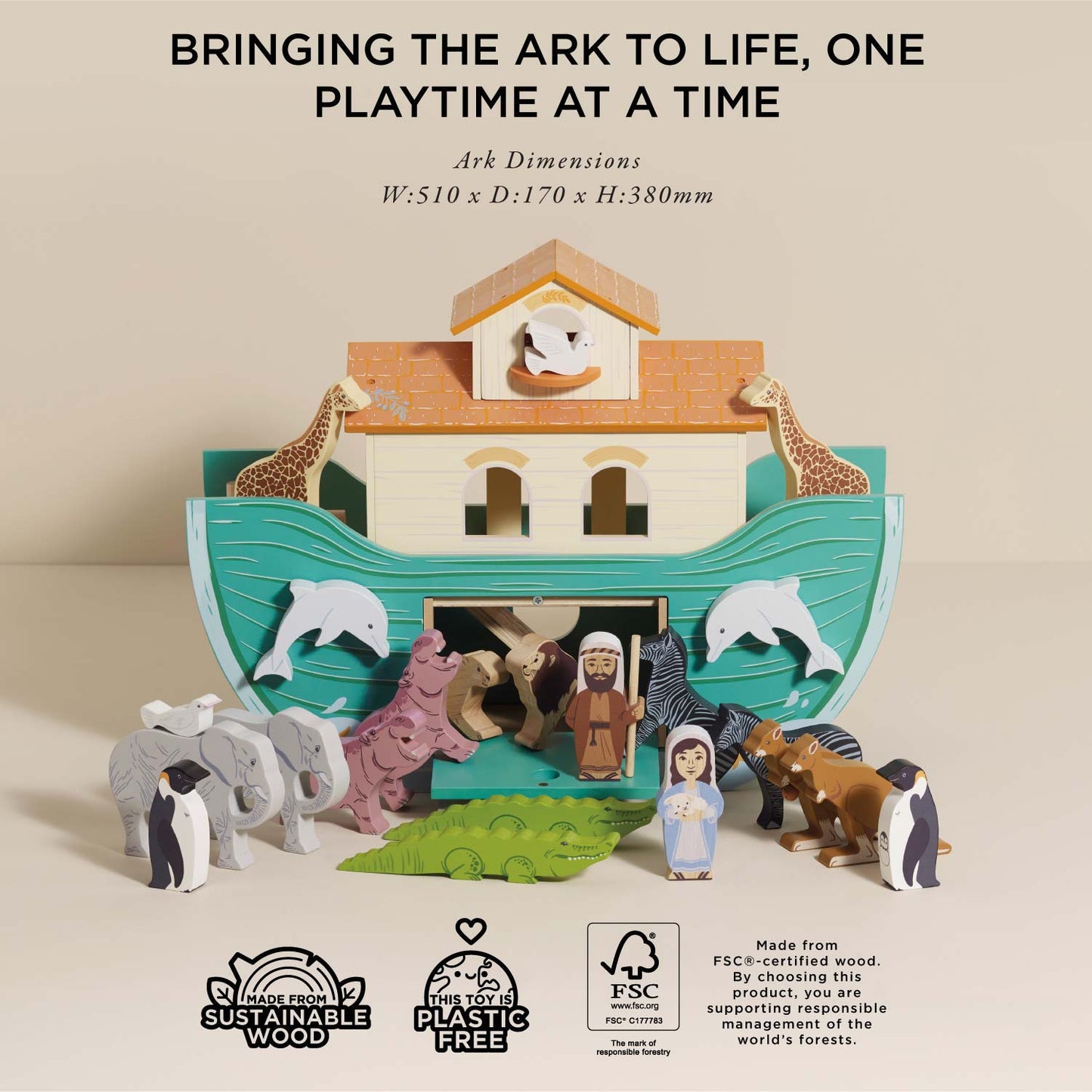 Noah's Ark Wooden Toy with Animals | Large Playset | Le Toy Van | Mucky Wolf