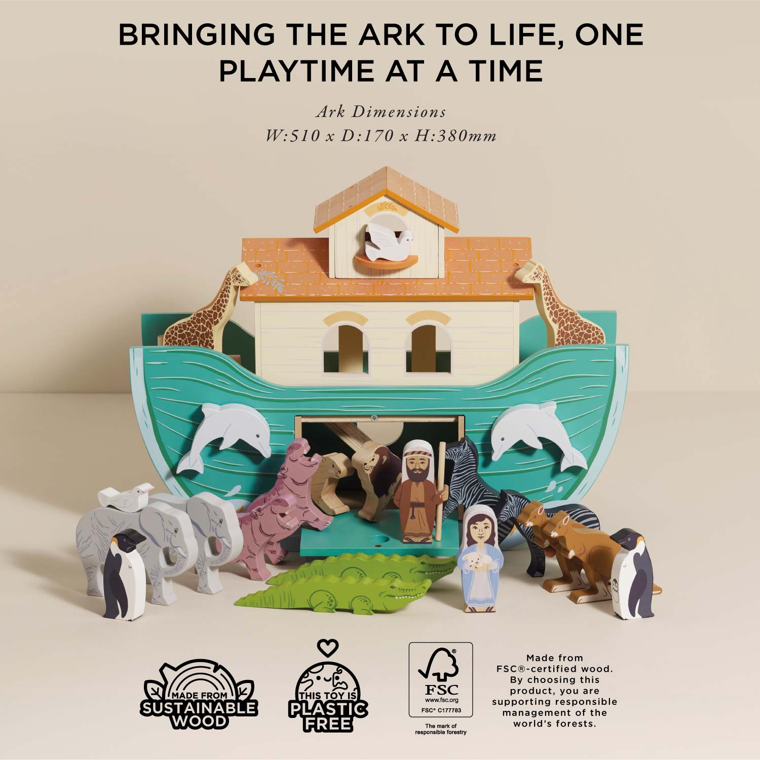 Noah's Ark Wooden Toy with Animals | Large Playset | Le Toy Van | Mucky Wolf