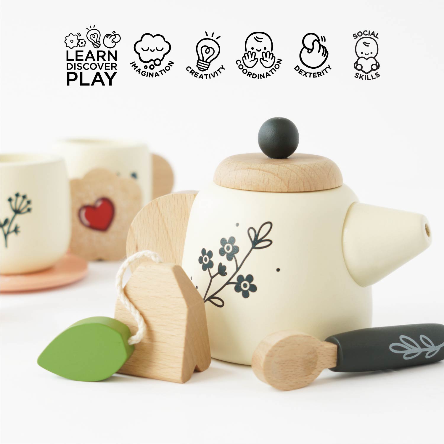 Wooden Tea Set & Tray | Pretend Play Tea Party Set | Le Toy Van | Mucky Wolf
