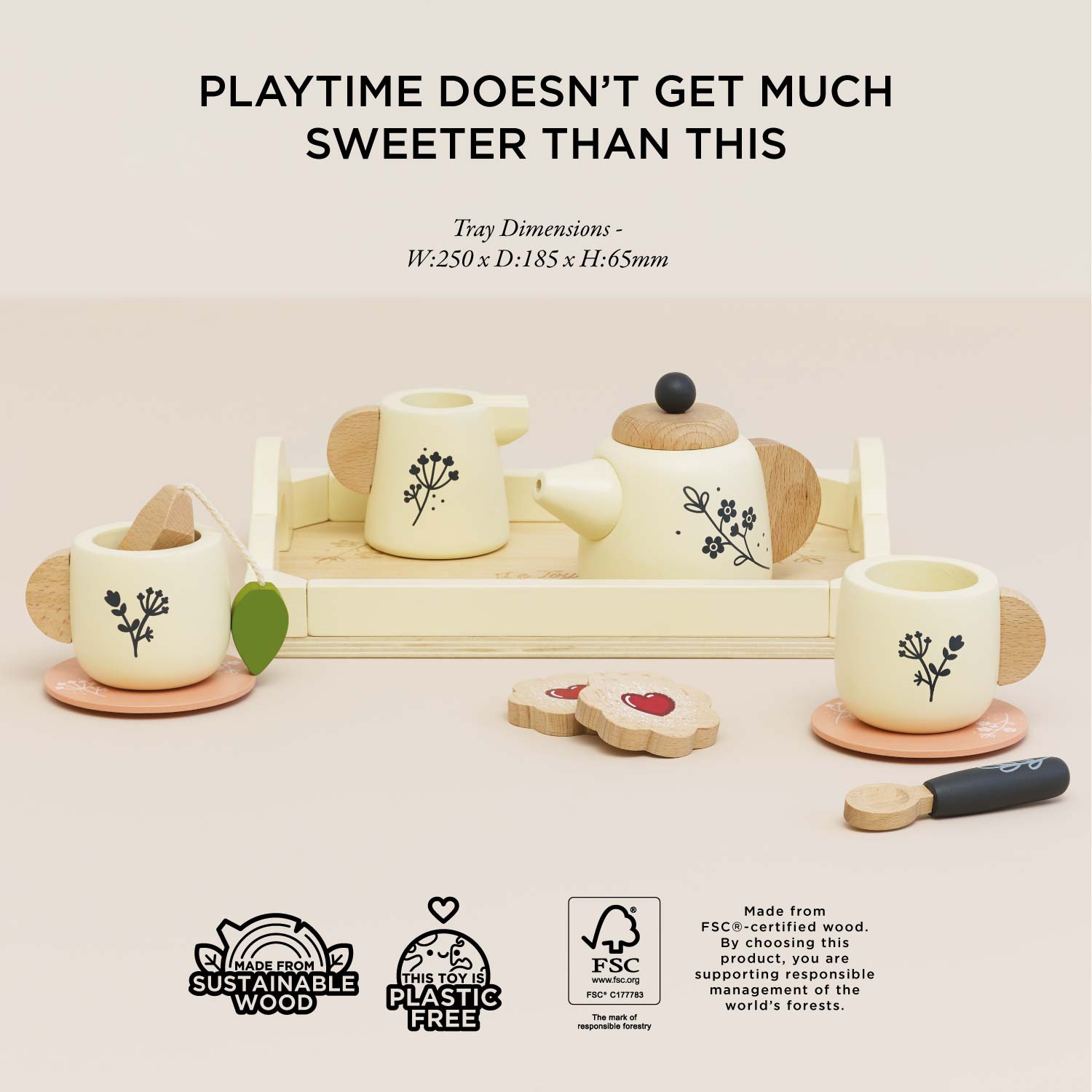 Wooden Tea Set & Tray | Pretend Play Tea Party Set | Le Toy Van | Mucky Wolf
