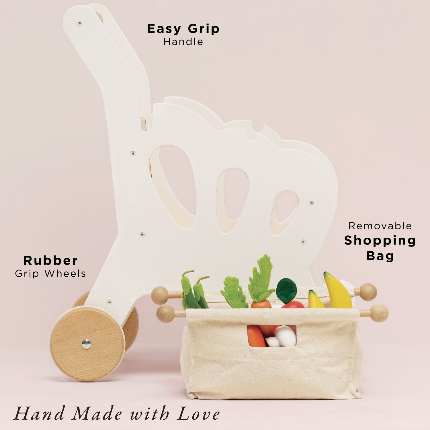 Shopping Trolley & Bag - Wooden Grocery Cart | Le Toy Van