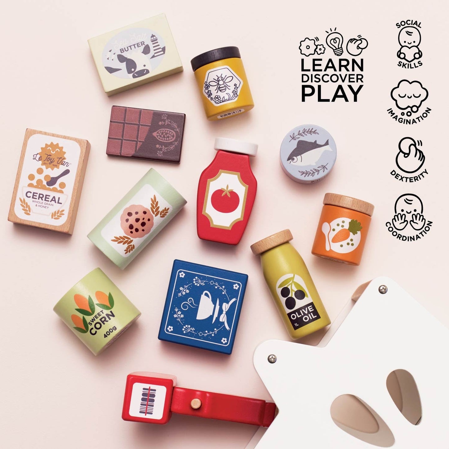 Groceries Set & Scanner - Wooden Pretend Play Shopping Toy | Le Toy Van