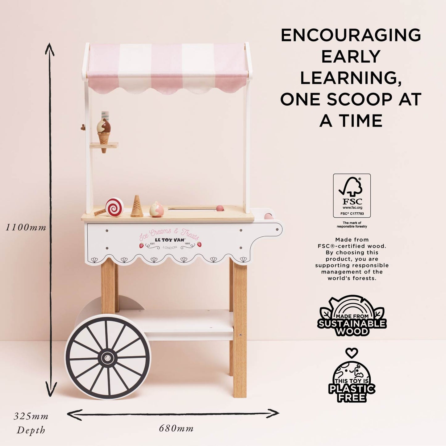 Wooden Ice Cream Trolley Market Stall | Award-Winning FSC Toy Ages 3+