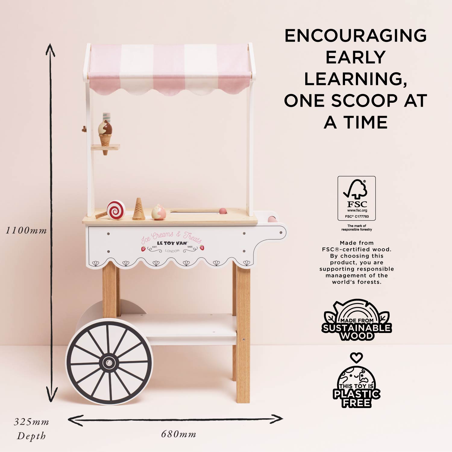 Wooden Ice Cream Trolley Market Stall | Award-Winning FSC Toy Ages 3+