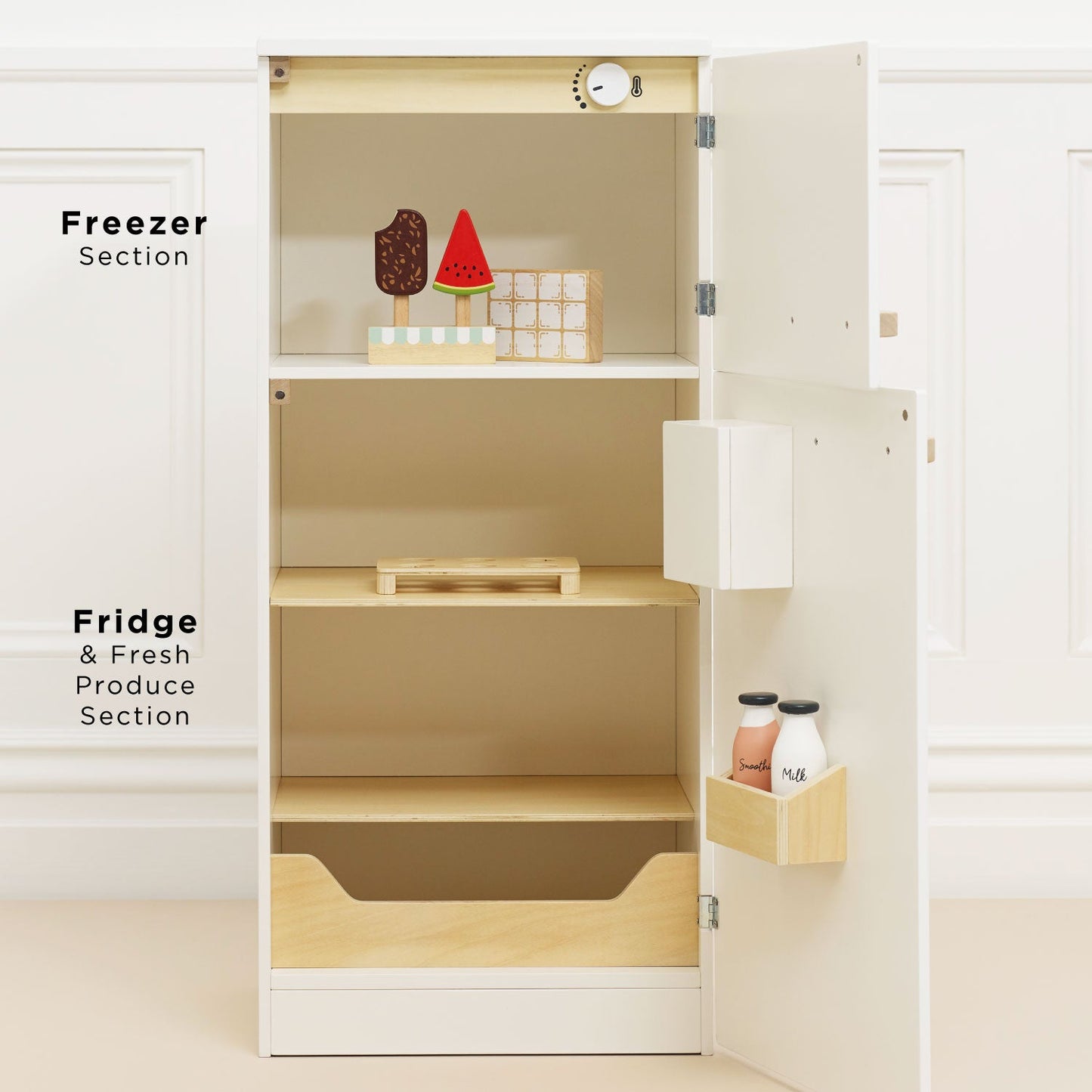 Kitchen Freestanding Fridge Freezer - Wooden Play Kitchen Toy | Le Toy Van