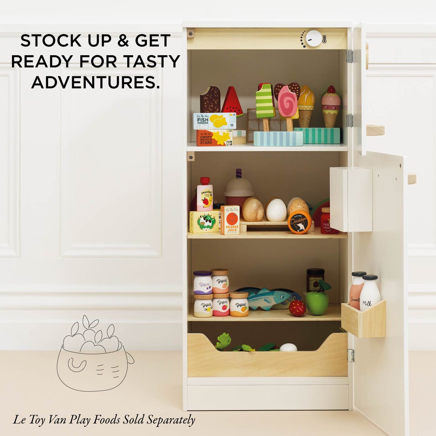 Kitchen Freestanding Fridge Freezer - Wooden Play Kitchen Toy | Le Toy Van