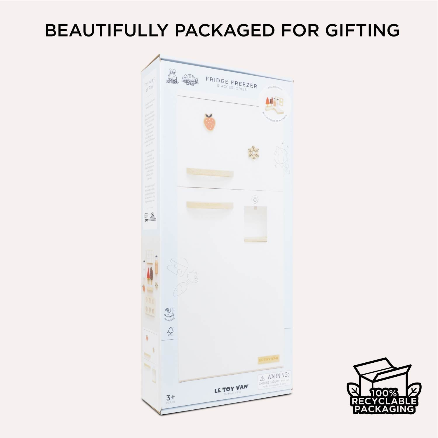 Kitchen Freestanding Fridge Freezer - Wooden Play Kitchen Toy | Le Toy Van