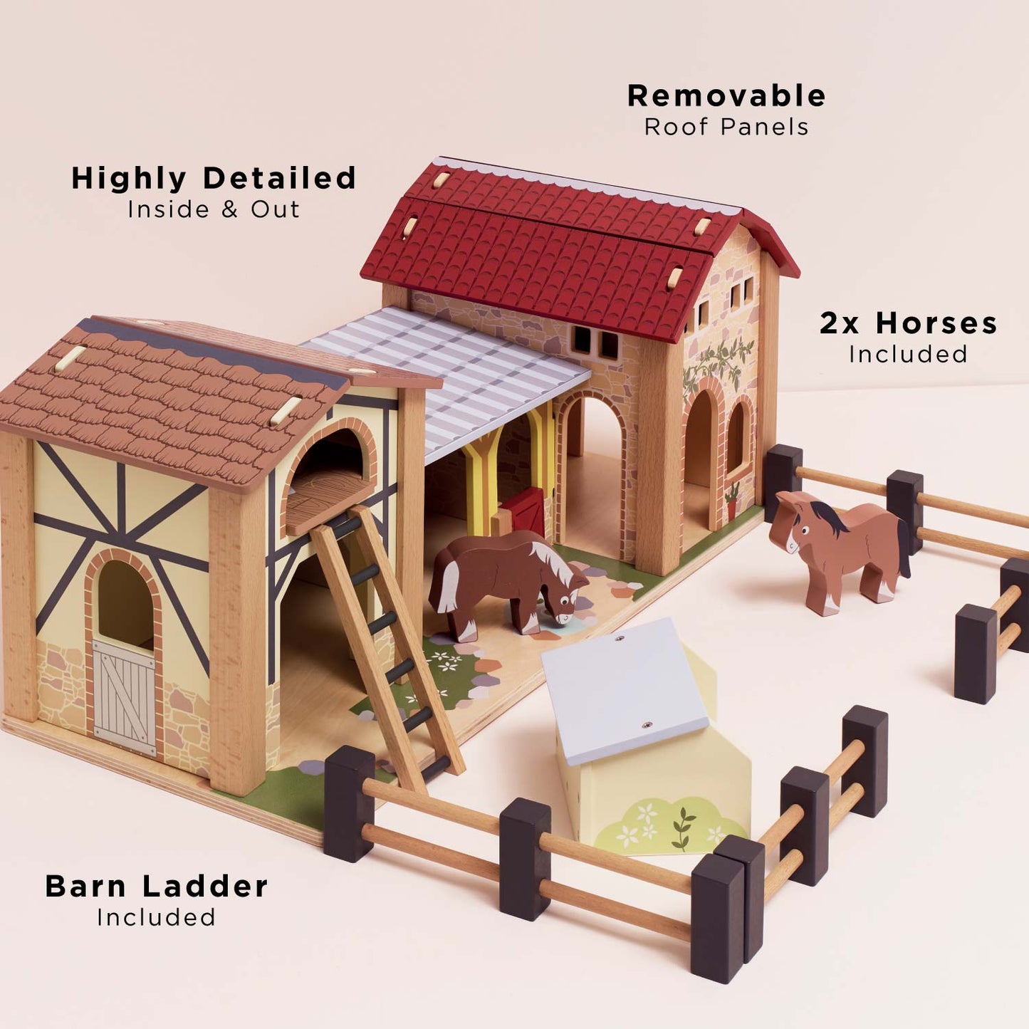 Wooden Farmyard Stables Playset | FSC Certified Farm Toy for Ages 3+
