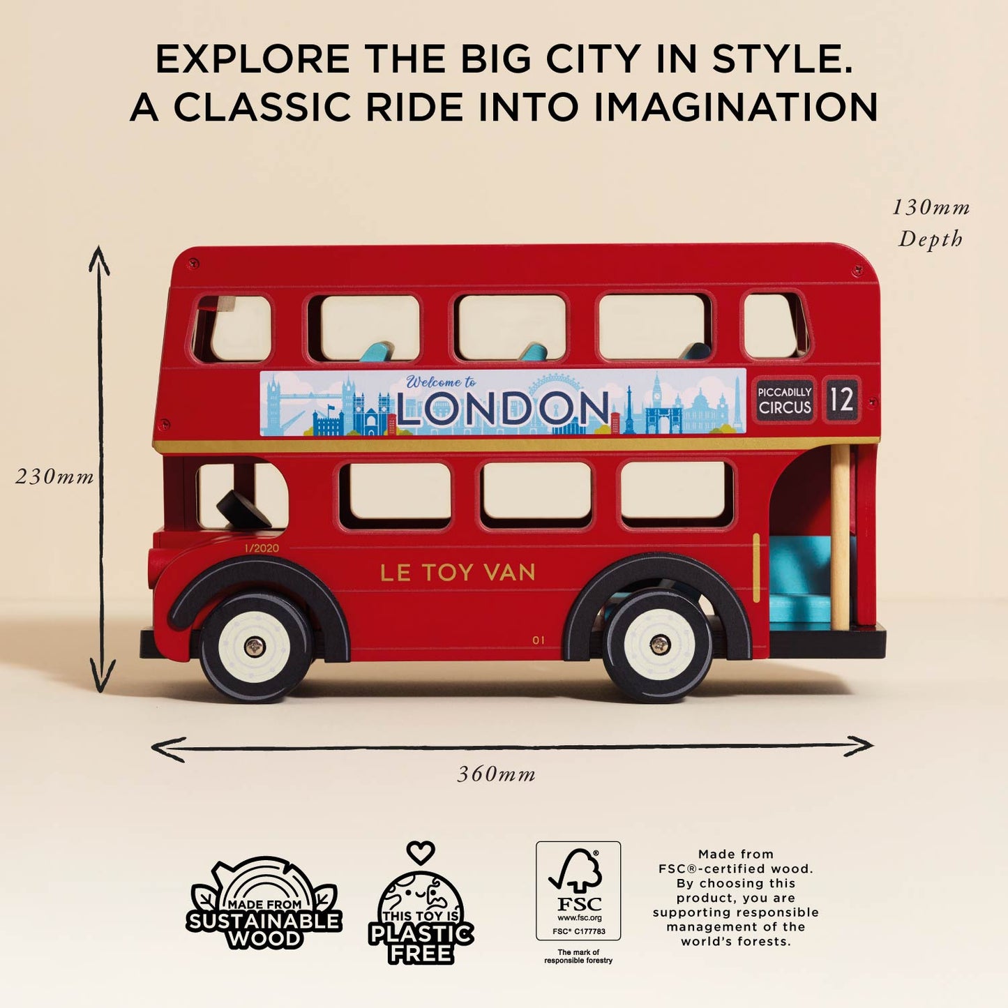 Wooden London Bus - Pretend Play - Le Toy Van
