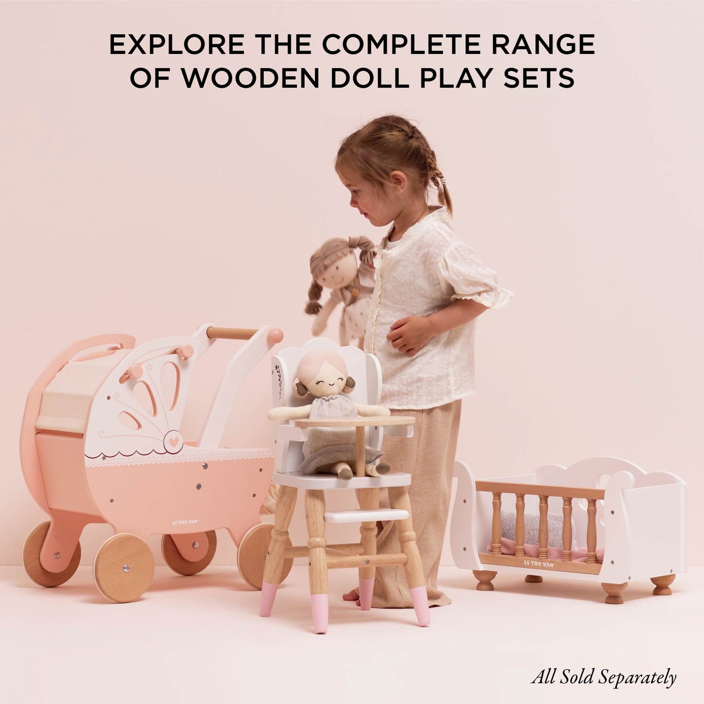 Dolls Wooden Cot - Premium Pretend Play Furniture | Le Toy Van