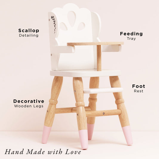 Wooden Dolls High Chair | Pretend Play Doll Accessory | Le Toy Van | Mucky Wolf