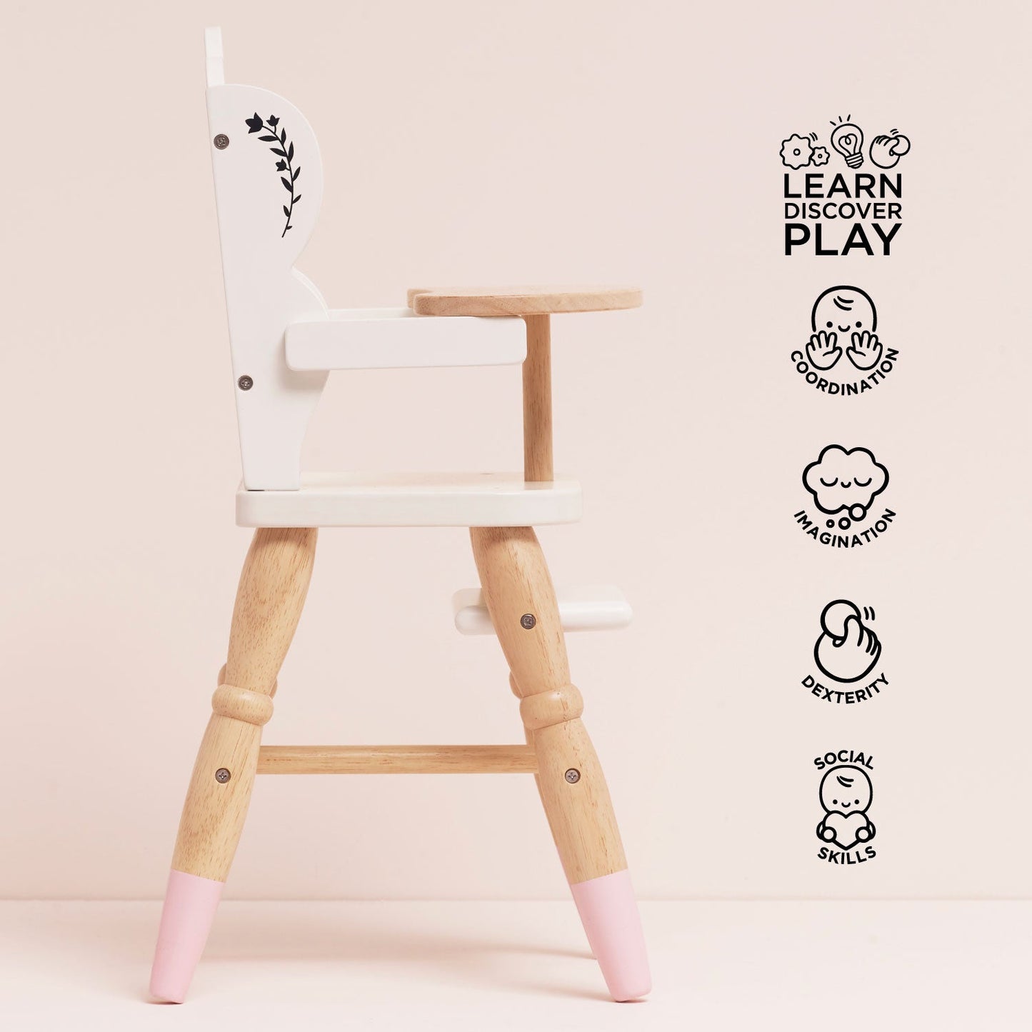 Wooden Dolls High Chair | Pretend Play Doll Accessory | Le Toy Van | Mucky Wolf