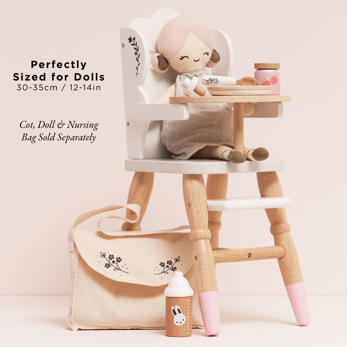 Wooden Dolls High Chair | Pretend Play Doll Accessory | Le Toy Van | Mucky Wolf