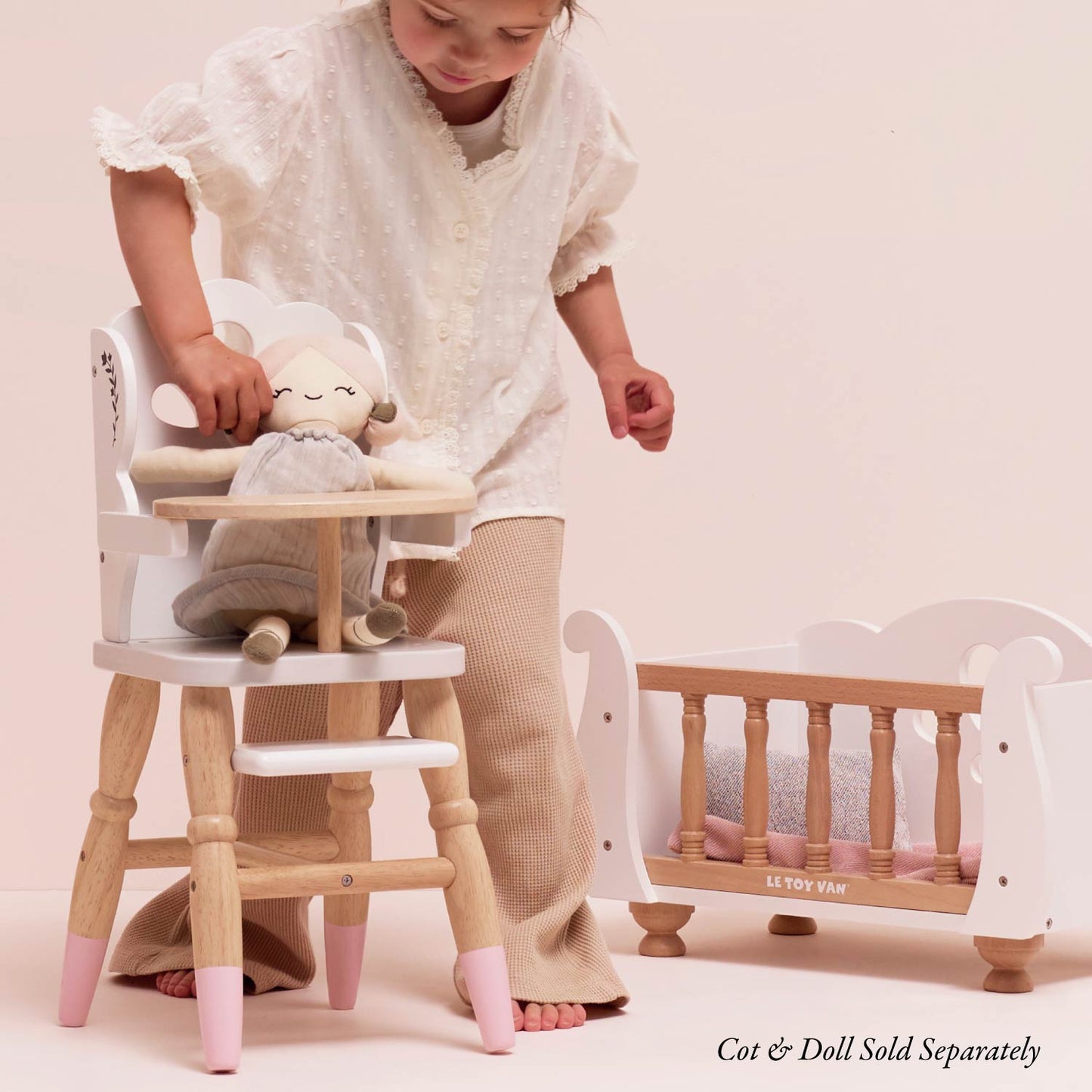Wooden Dolls High Chair | Pretend Play Doll Accessory | Le Toy Van | Mucky Wolf