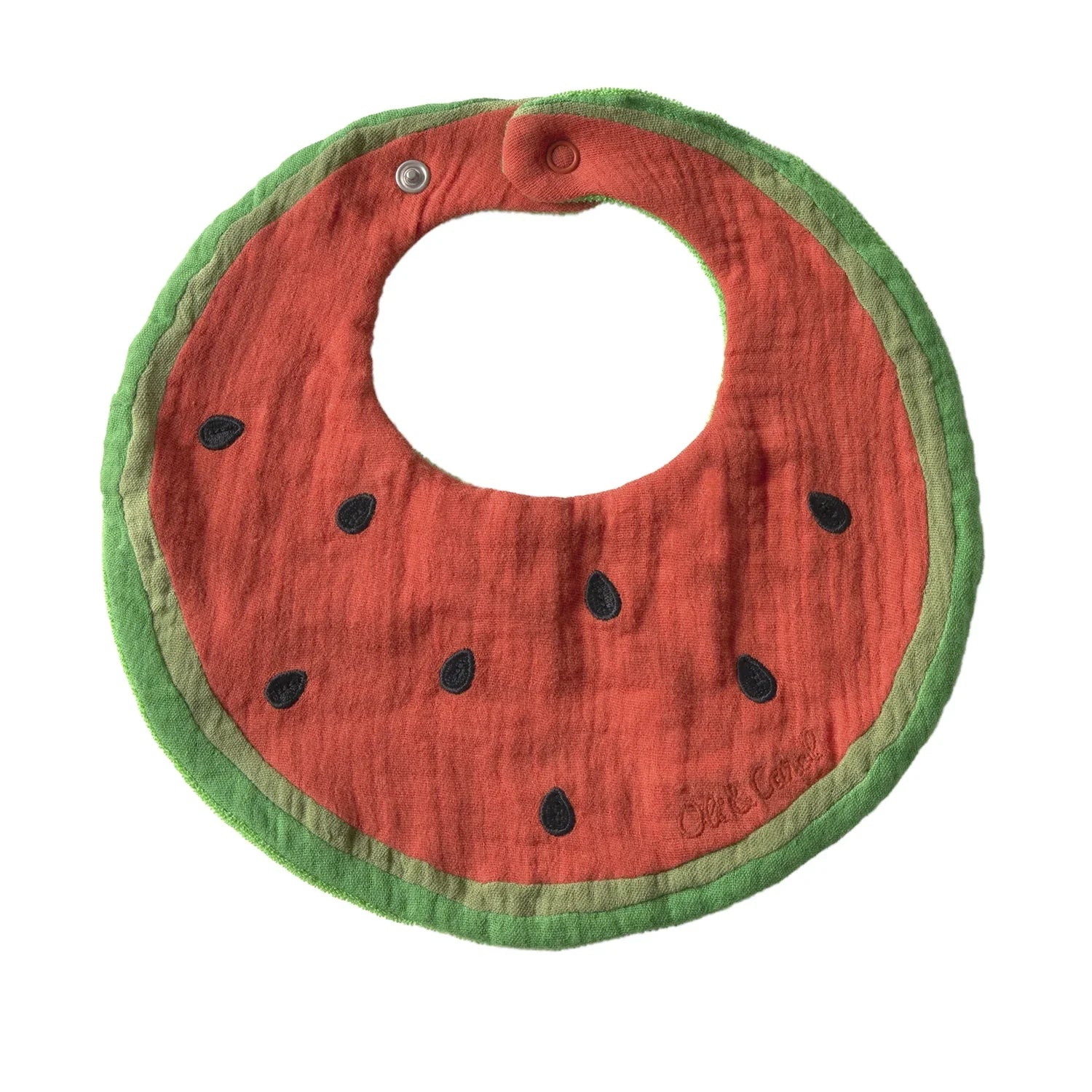 Organic Cotton Baby Feeding Bib | Wally the Watermelon | Oli & Carol