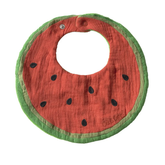 Organic Cotton Baby Feeding Bib | Wally the Watermelon | Oli & Carol