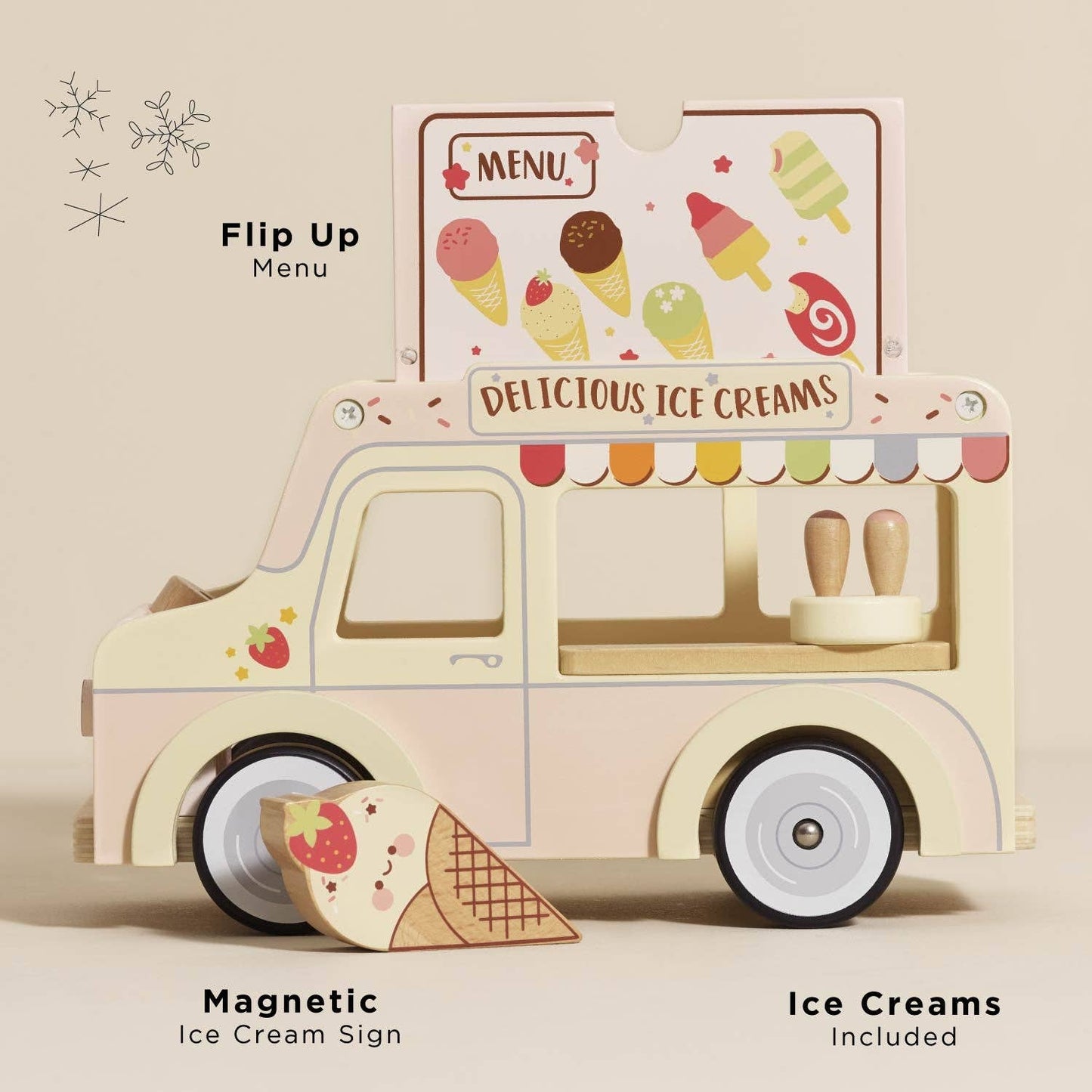 Wooden Ice Cream Van Toy – FSC® Certified Retro Role Play Van (3+ Years)