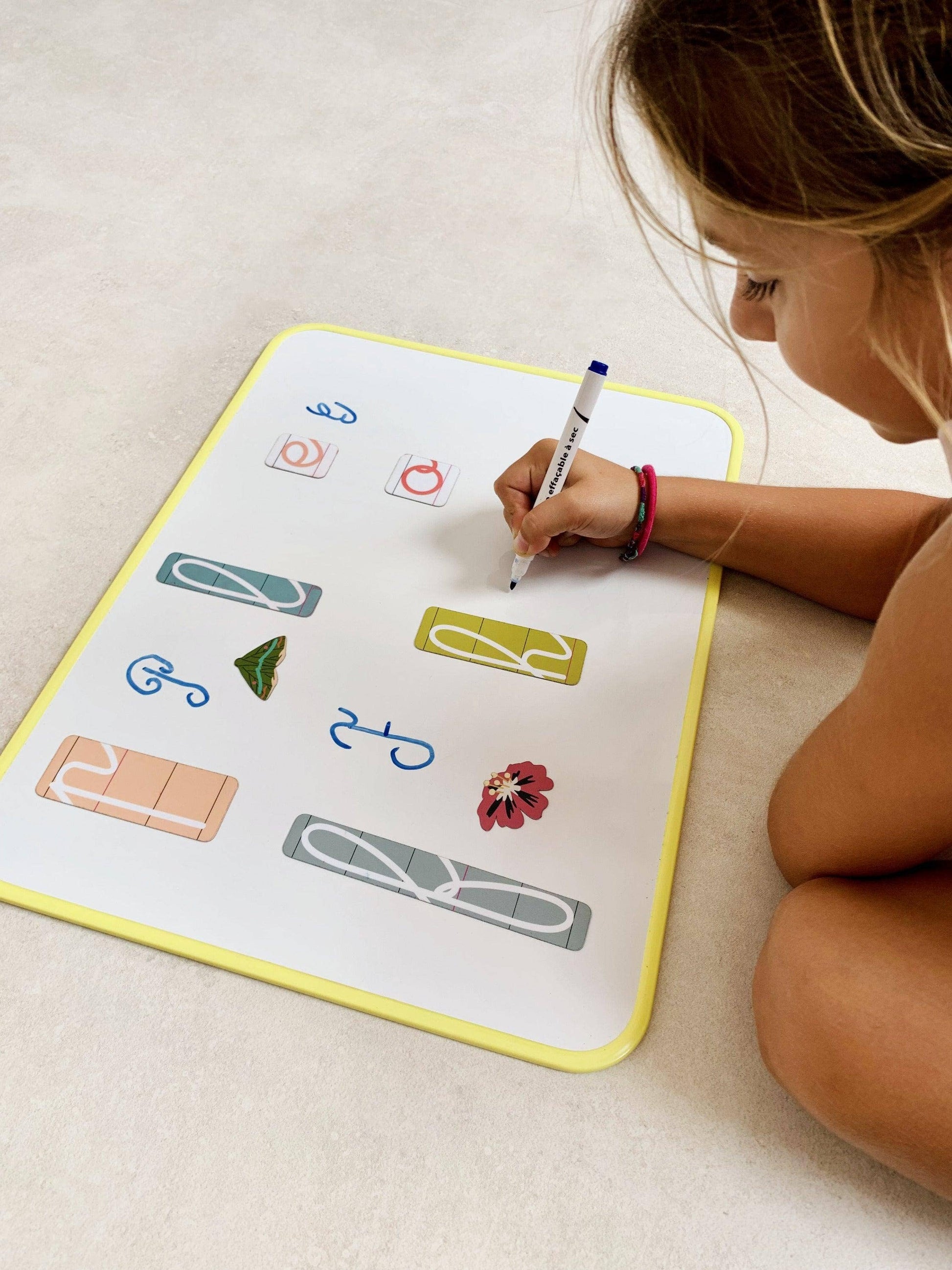 Yellow magnetic board for magnets toddler playroom 