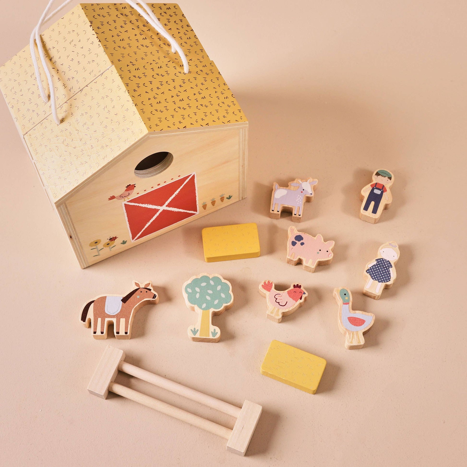 Just Bee Kids Wooden Farm Barn Playset with Characters | Mucky Wolf