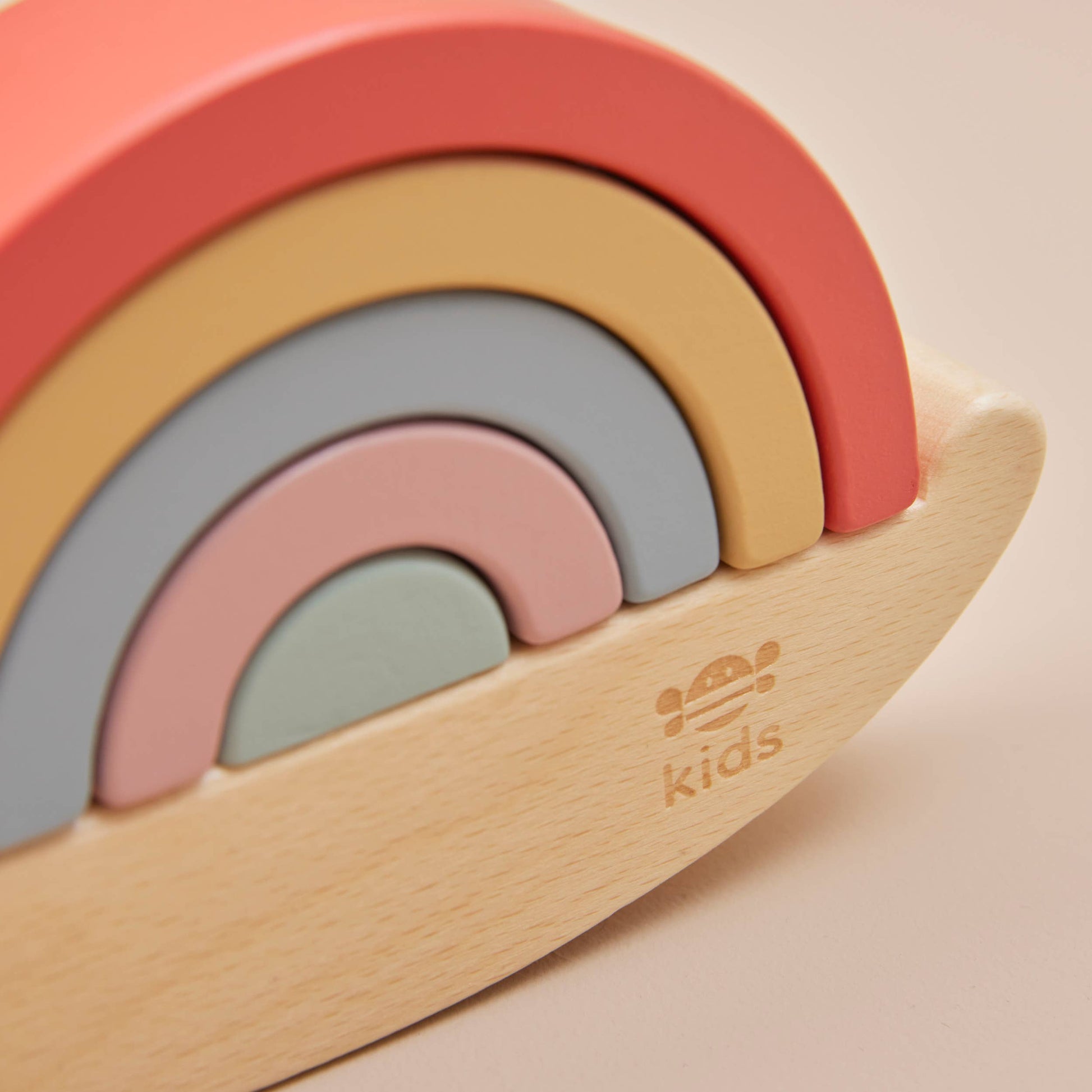 Wooden Rainbow Snail Stacker Toy – FSC Baby Stacking Toy | Mucky Wolf