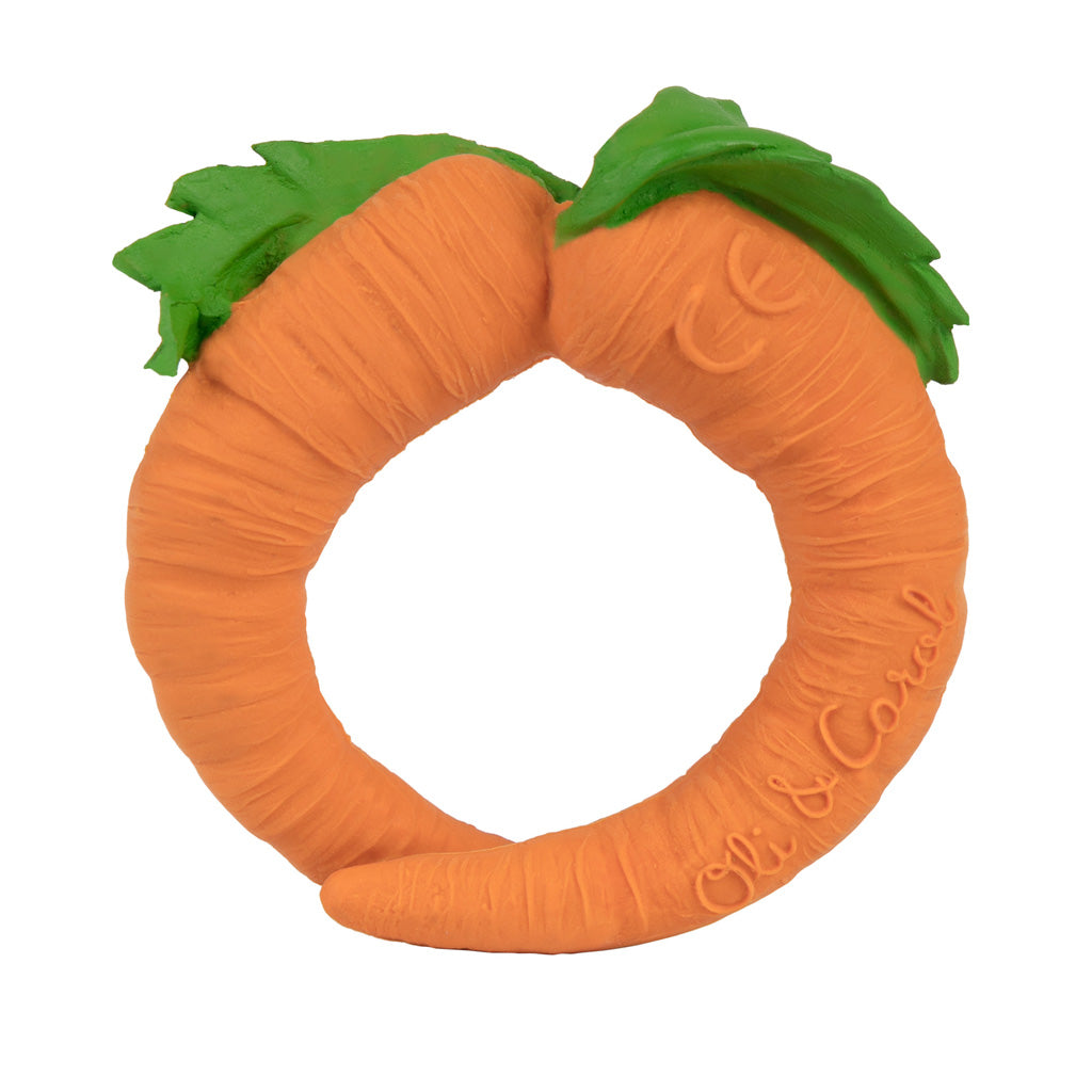 Natural Rubber Baby Teether & Bath Toy | Carrot – Mucky Wolf