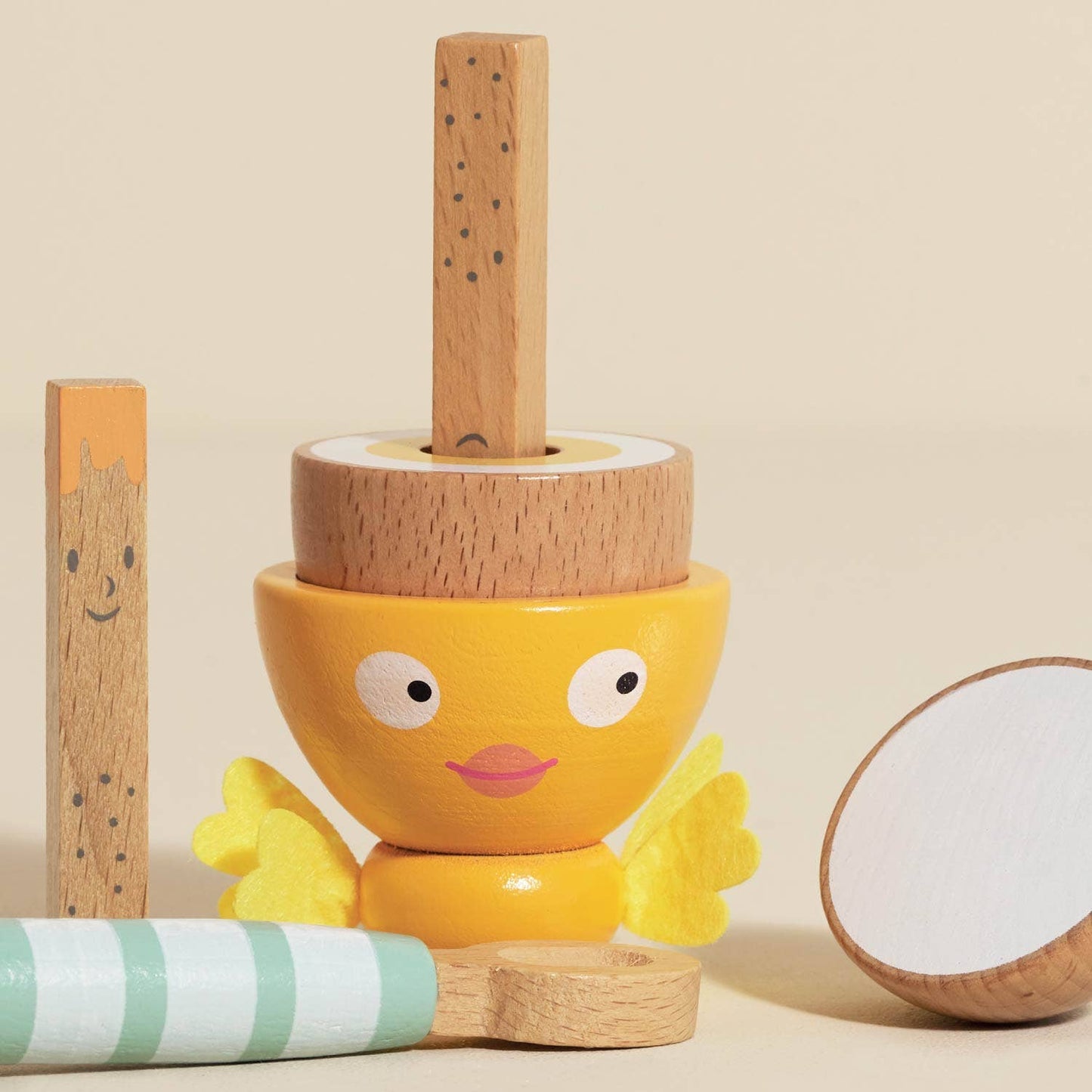 Wooden Egg Cup & Soldiers Pretend Play Set