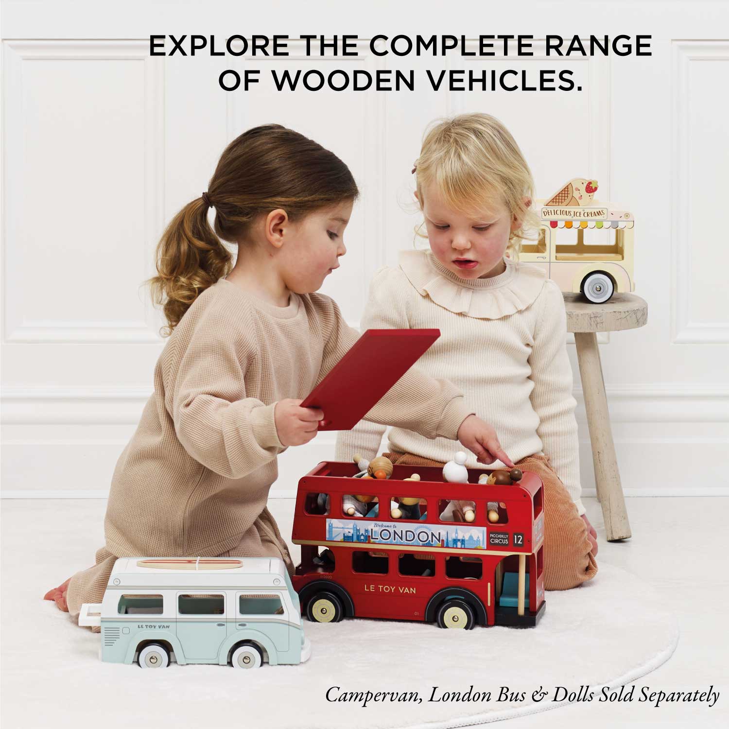 Wooden Ice Cream Van Toy – FSC® Certified Retro Role Play Van (3+ Years)