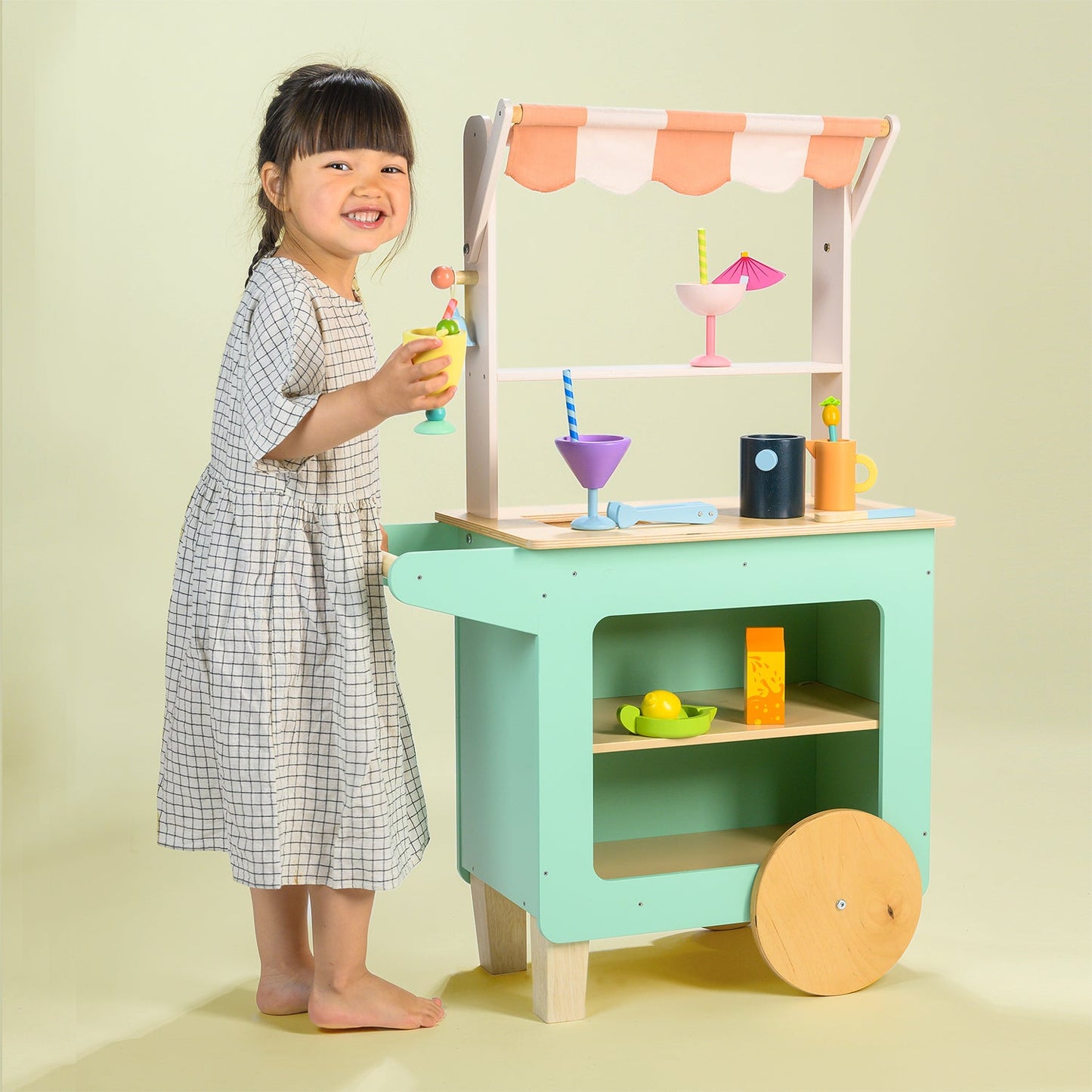 Wooden Mocktail Drinks Trolley - Pretend Play - Tender Leaf Toys