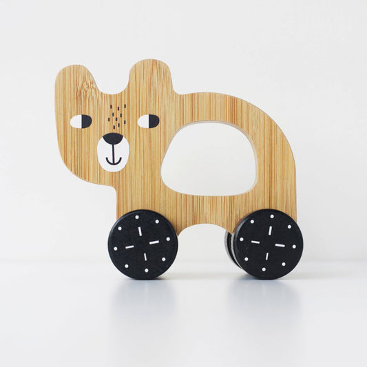 Push Toy - Bear wooden toddler baby toy